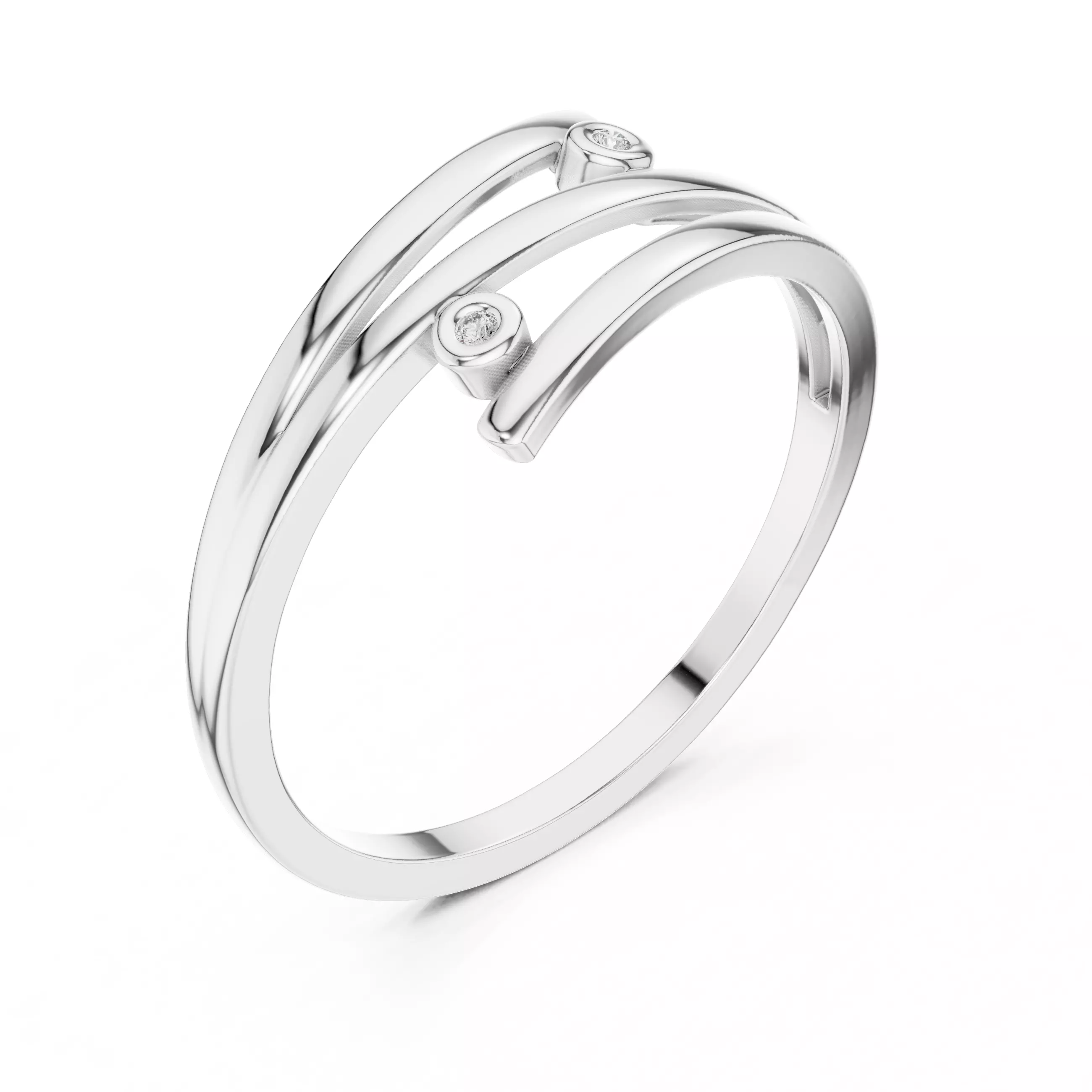 Round Cut Bezel Set Bypass Split Shank Wedding Ring 3DMSTL Video 3D print model_10