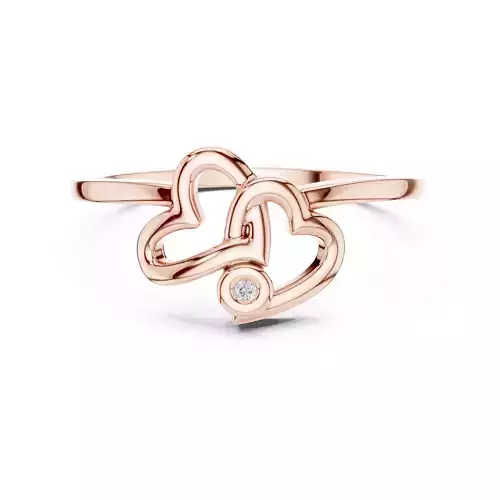 Solitaire Round Cut Bezel Set Double Heart Ring 3DM STL Video 3D print model