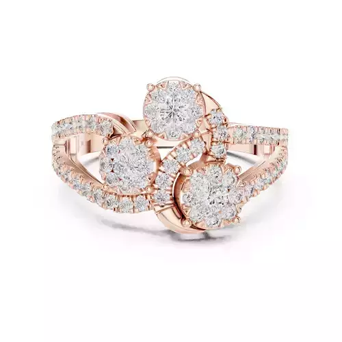 Round Cluster Diamond Engagement Wedding Ring 3DM STL Video