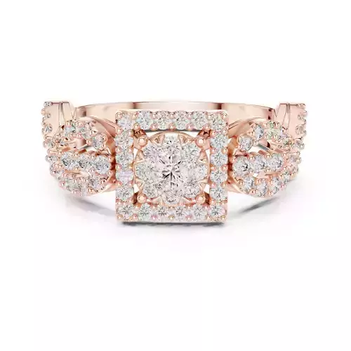 Round Diamond Square Shape Engagement Ring 3DM STL Video