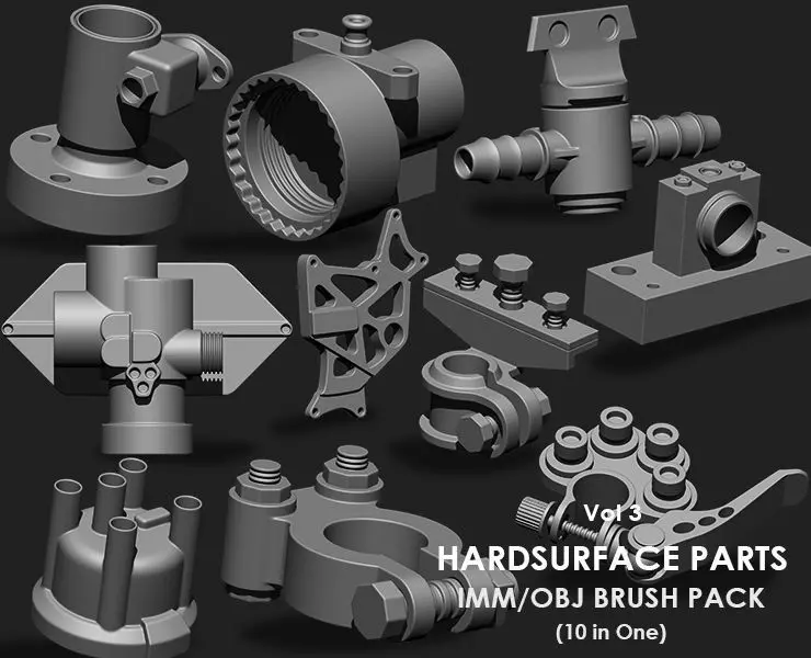 Hardsurface IMM Brush Pack 10 in One vol 3 3D model_0