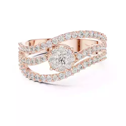 Round Cut Diamond Curved Engagement Wedding Ring 3DM STL Video