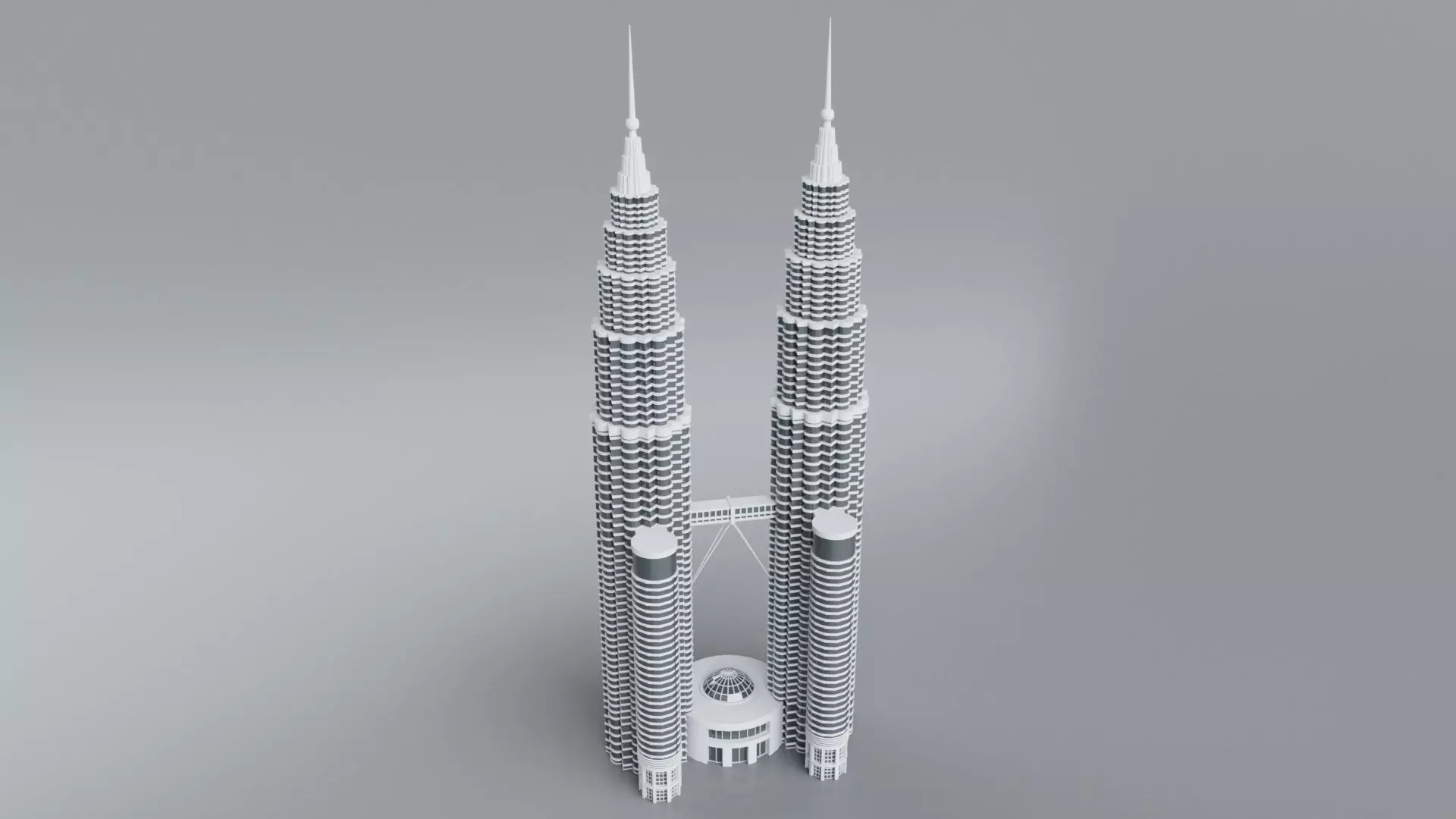 Center Petronas Twin Tower Low-poly 3D model