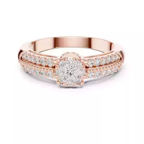 Round Cut Cluster Diamond Engagement Wedding Ring 3DM STL Video