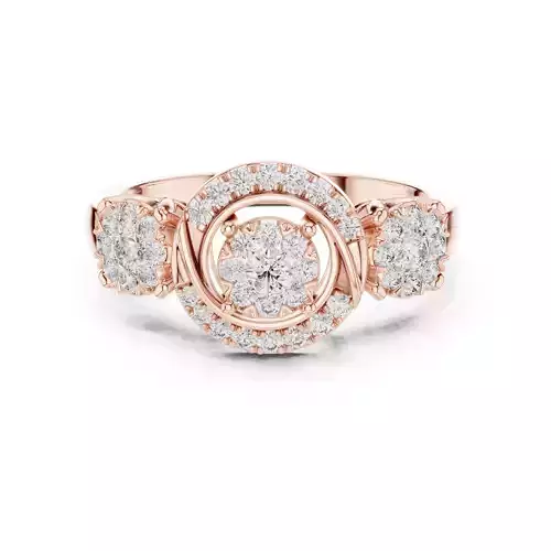Round Halo Diamond Engagement Wedding Ring 3DM STL Video
