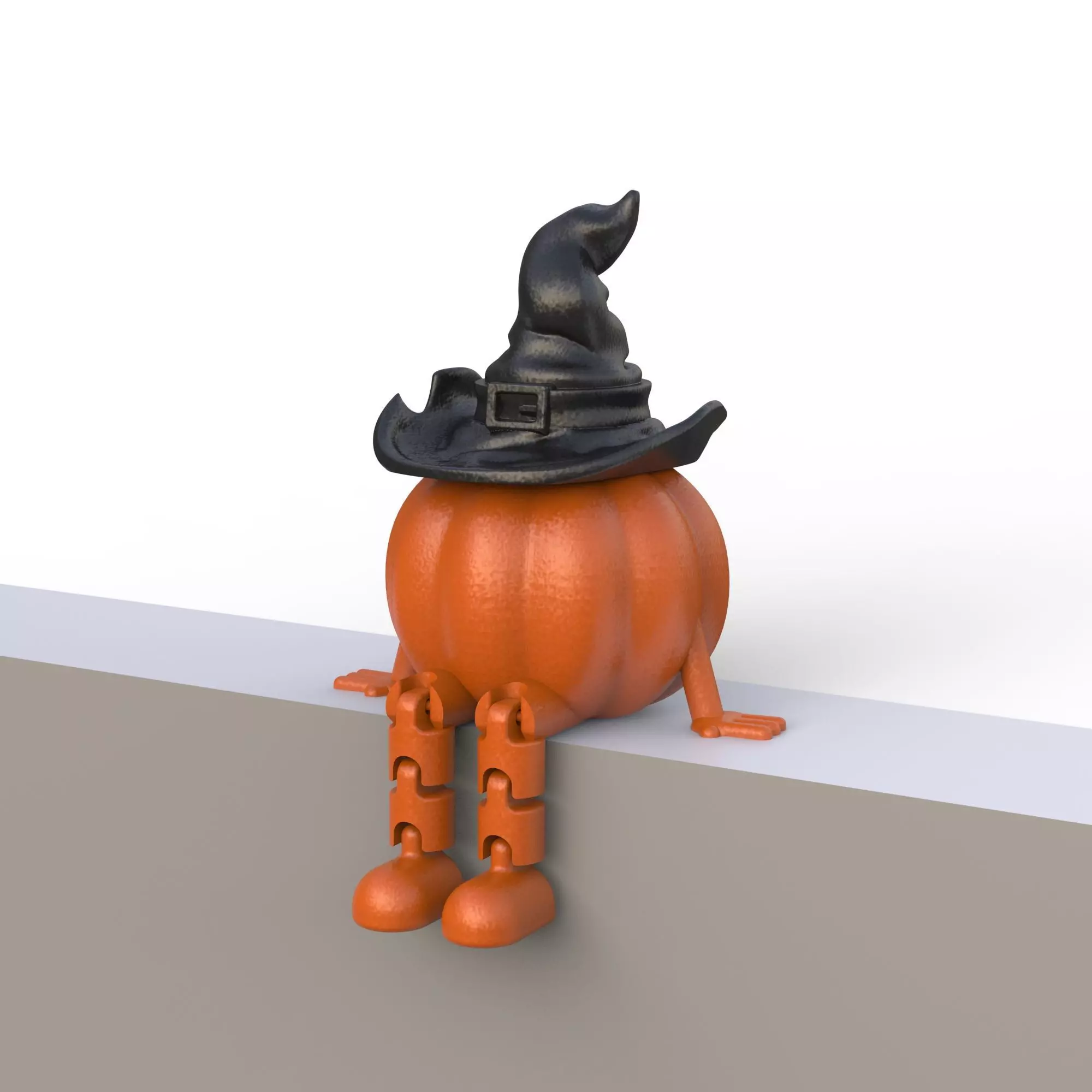 Flexi Articulated Pumpkin and Ghost Halloween Figurines Decors 3D print model_3