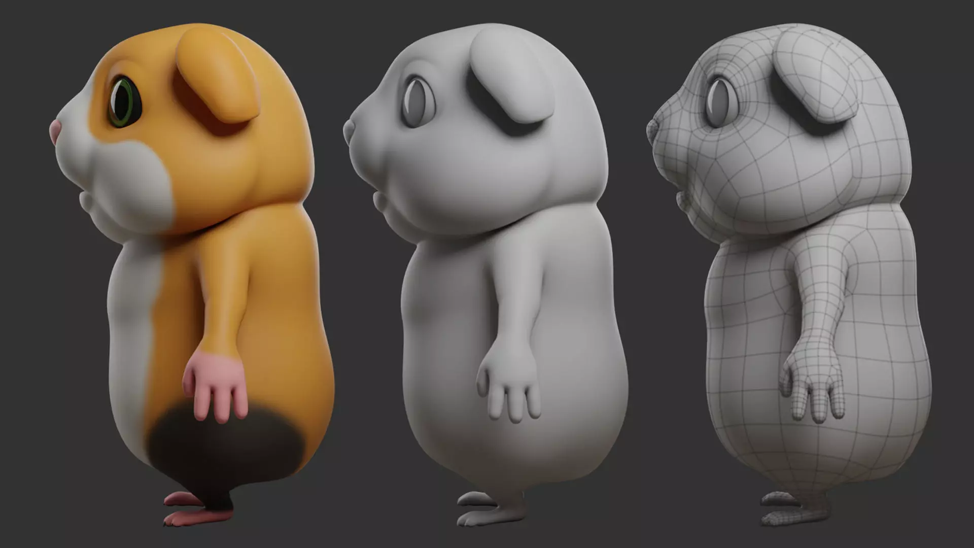 Guinea Pig  I Cartoon Low-poly 3D model_7
