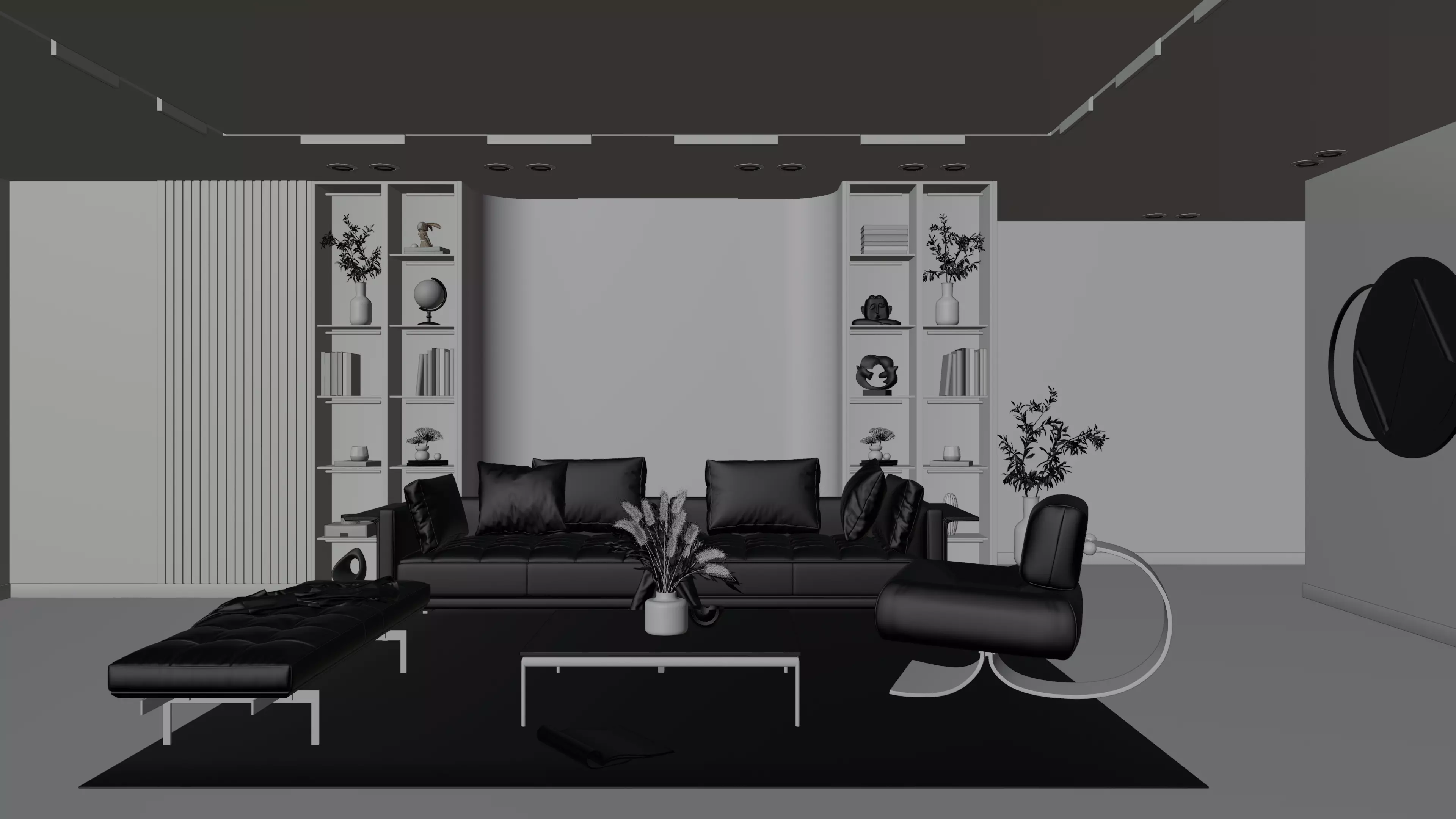 Modern Hall Interior 3D model_2