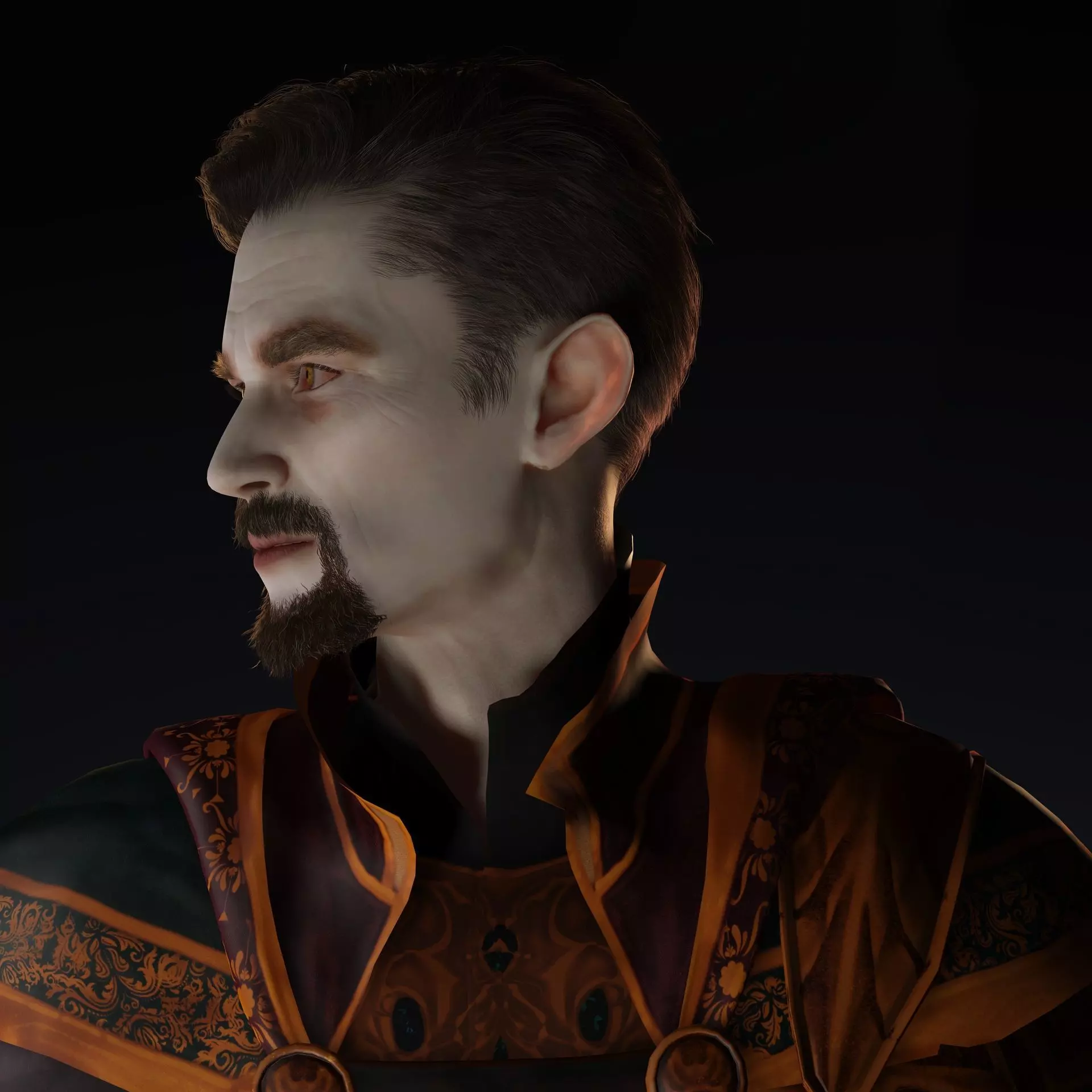 Vampire Lord  Dark Fantasy Male Character Low-poly 3D model_10