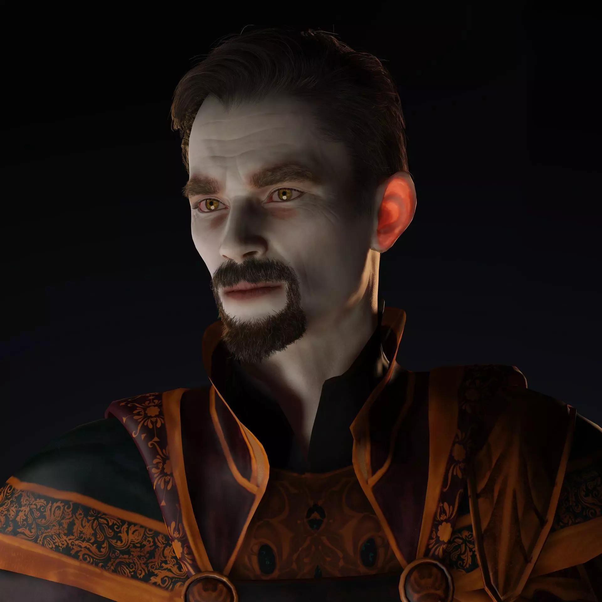 Vampire Lord  Dark Fantasy Male Character Low-poly 3D model_0