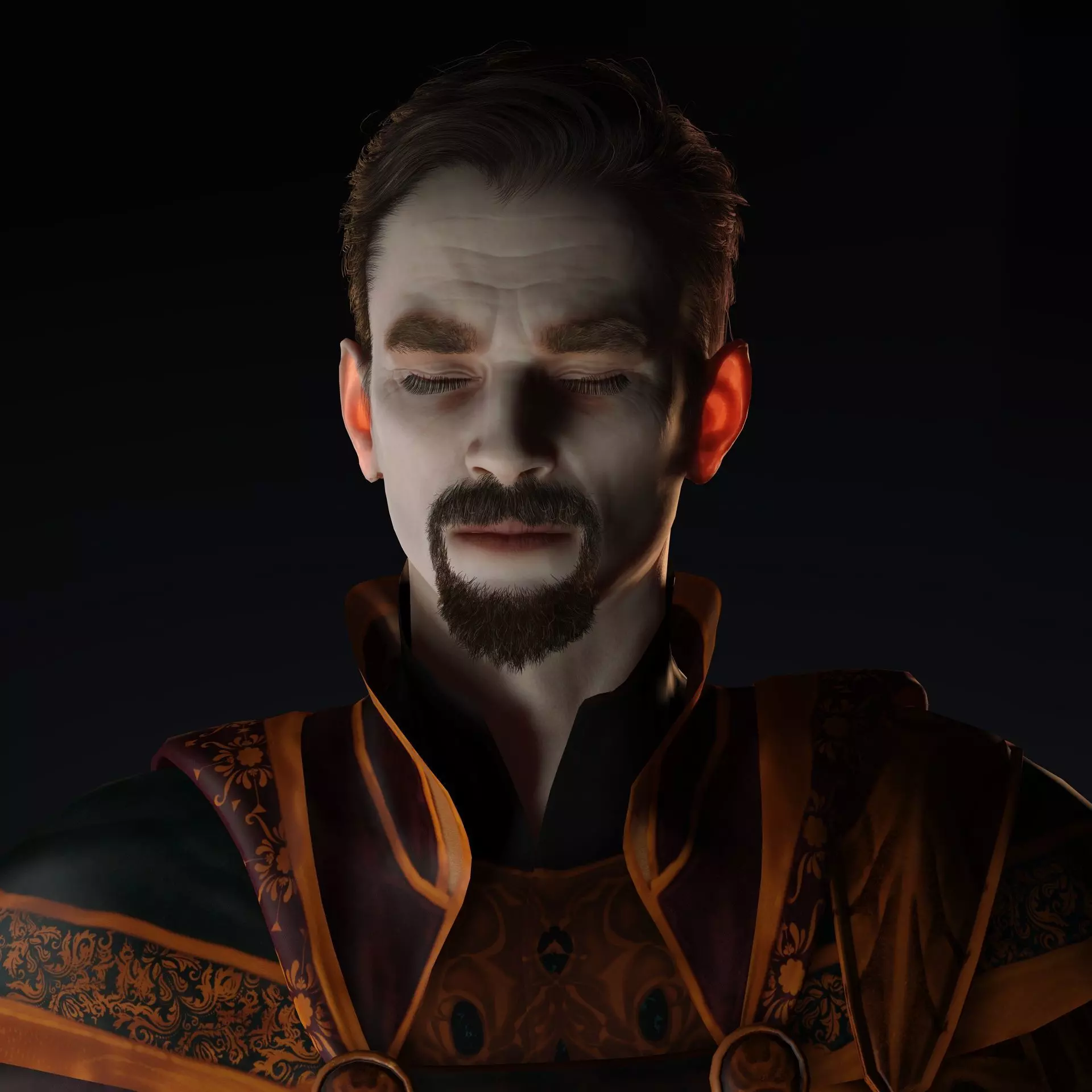 Vampire Lord  Dark Fantasy Male Character Low-poly 3D model_9