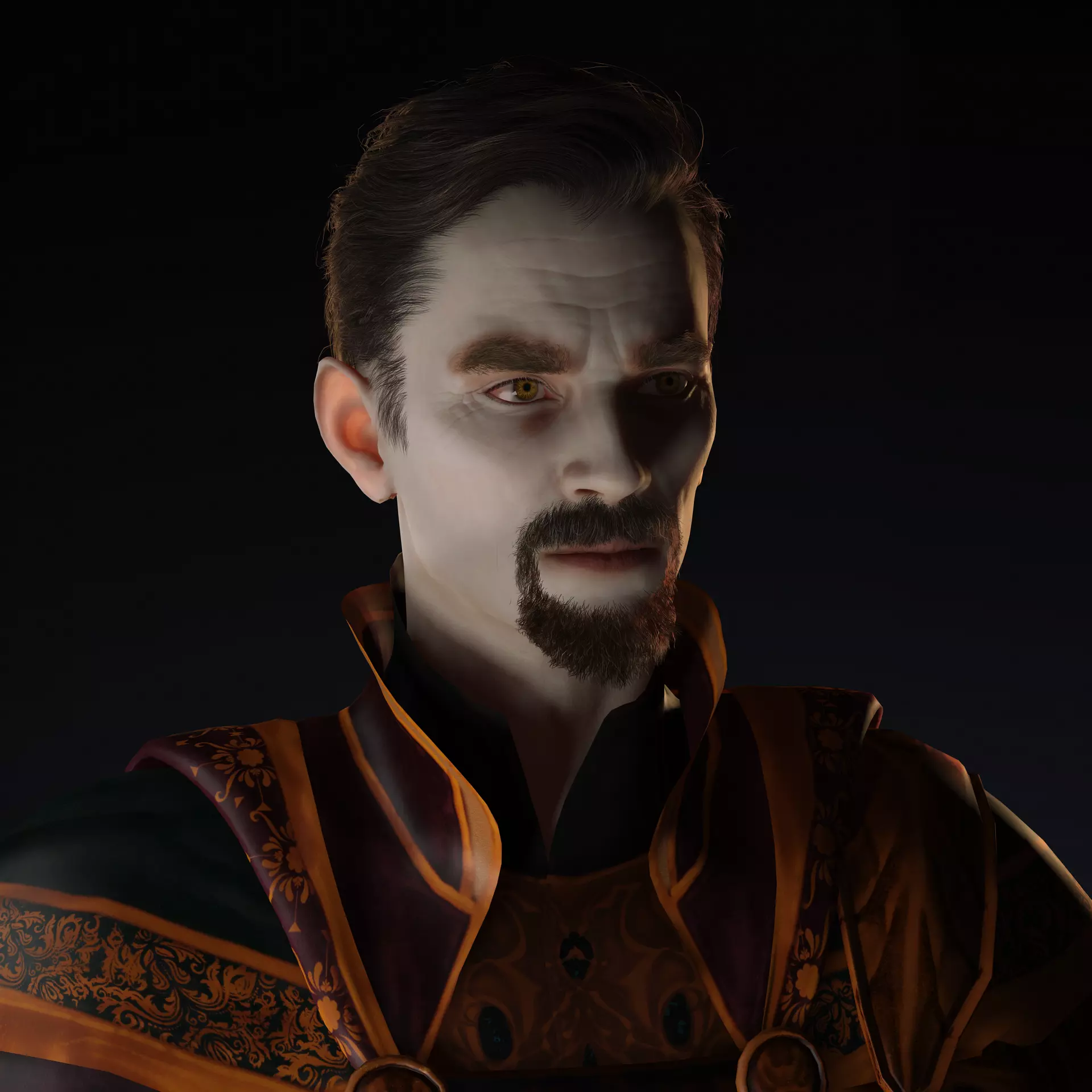 Vampire Lord  Dark Fantasy Male Character Low-poly 3D model_11