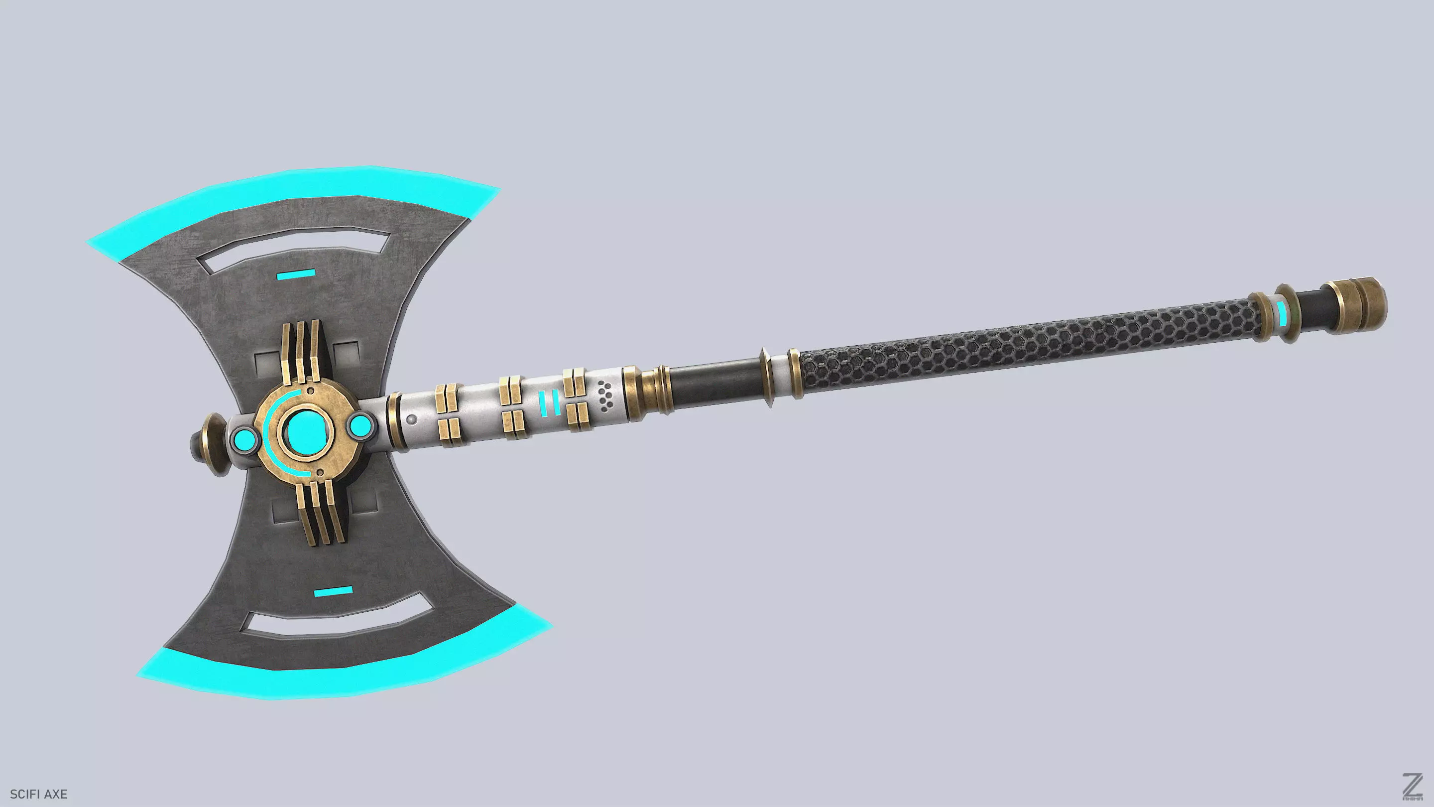 Scifi axe Low-poly 3D model_7