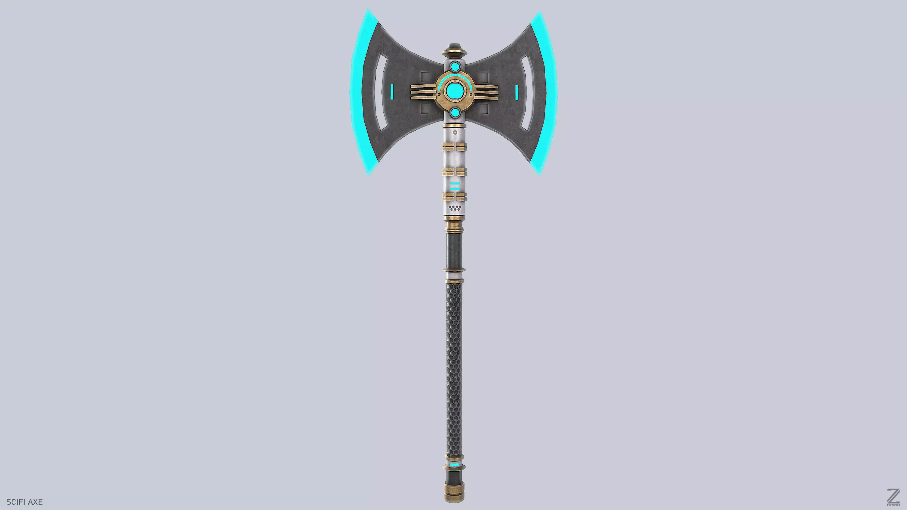 Scifi axe Low-poly 3D model_4