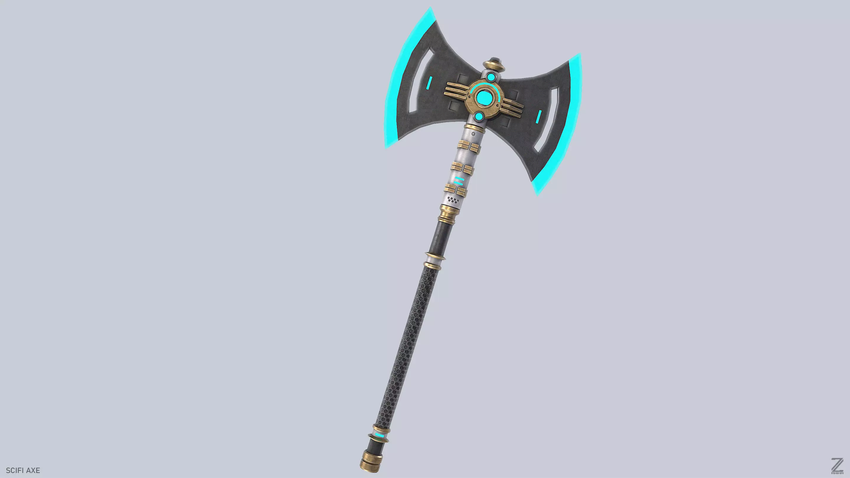 Scifi axe Low-poly 3D model_5