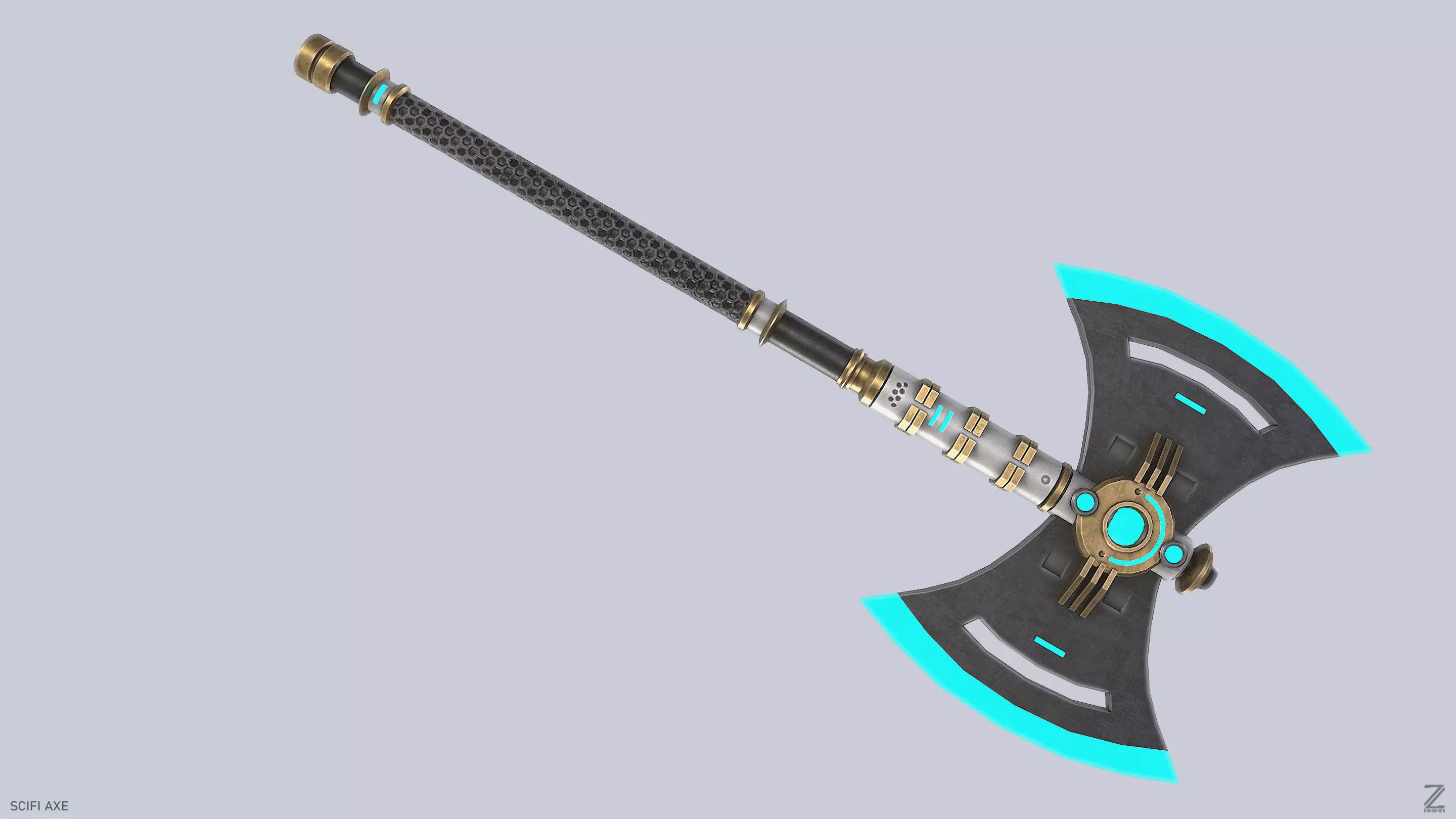 Scifi axe Low-poly 3D model_6