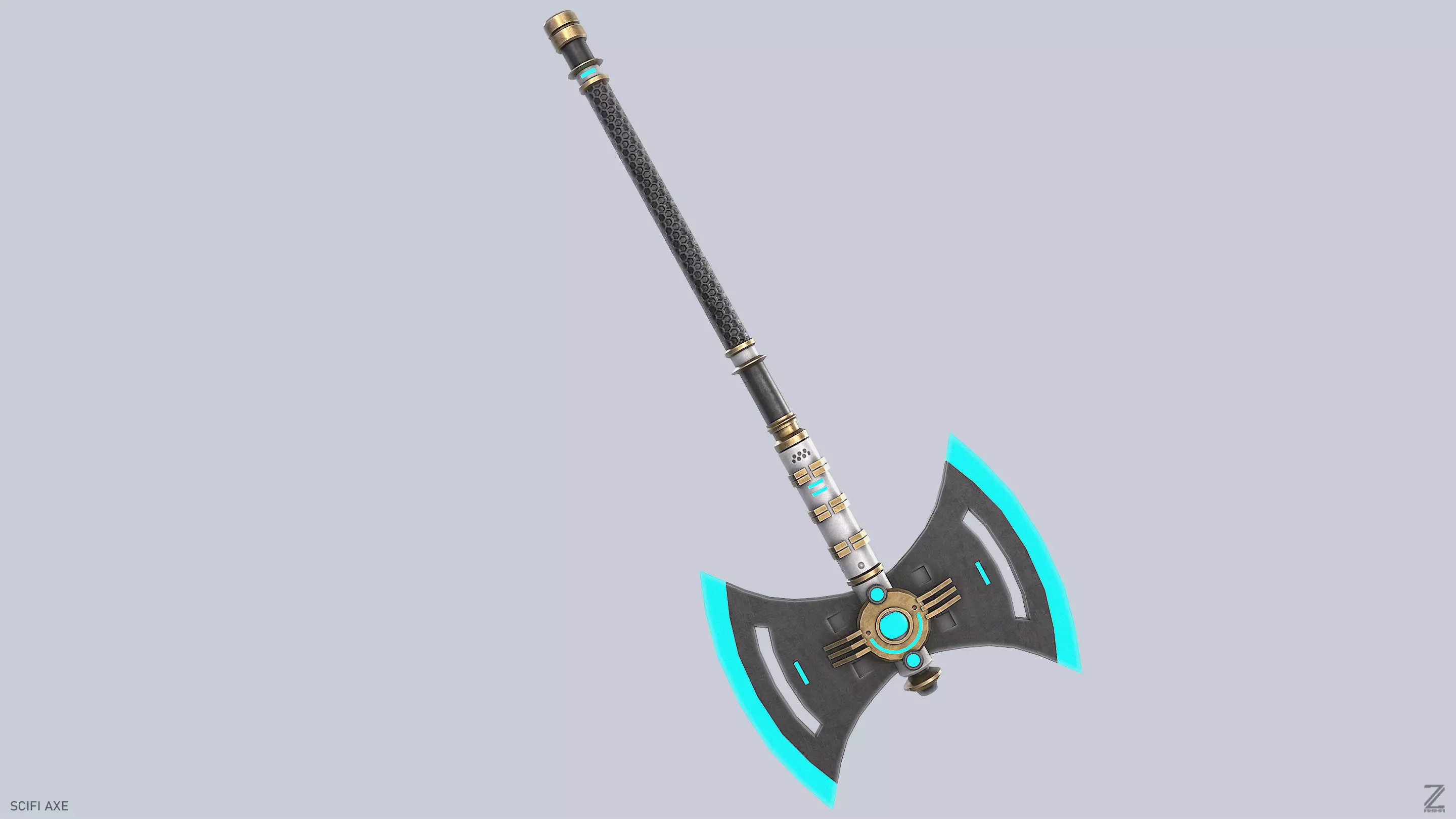 Scifi axe Low-poly 3D model_8