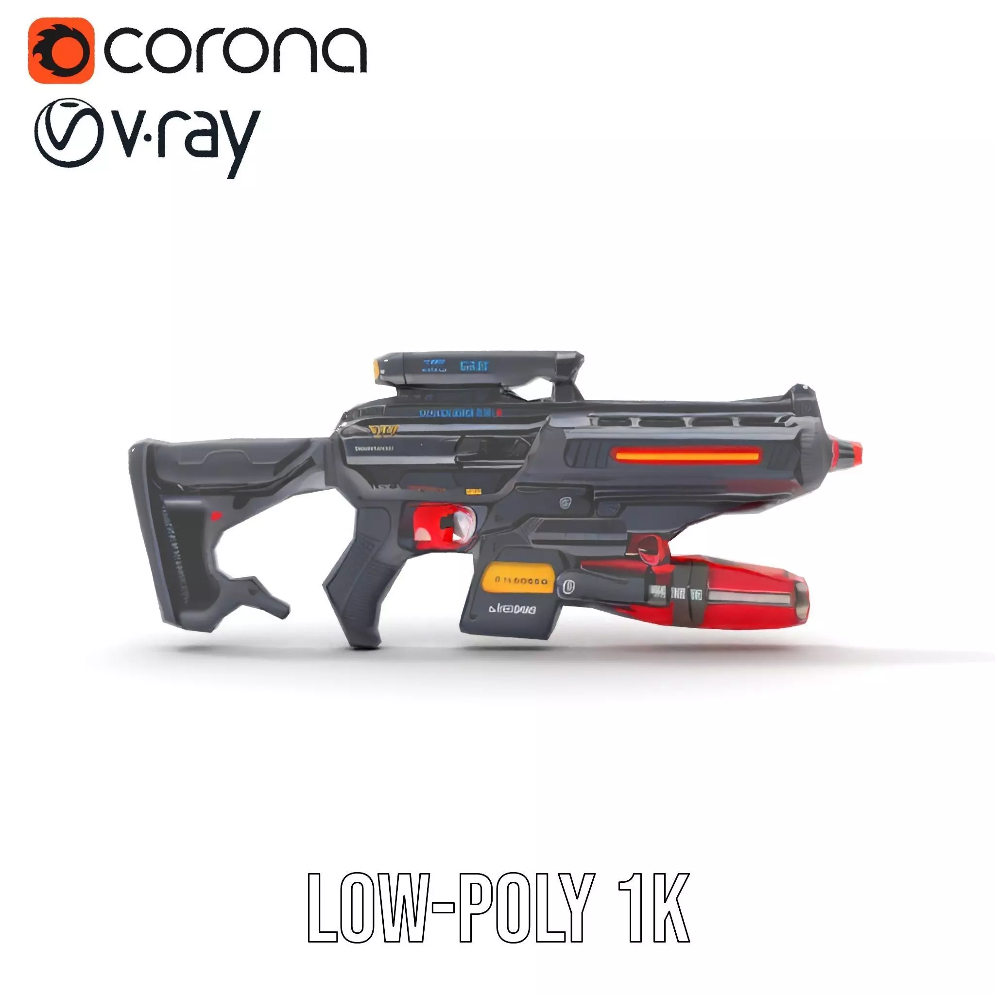 Futuristic Plasma Rifle model pack Low-poly 3D model_13