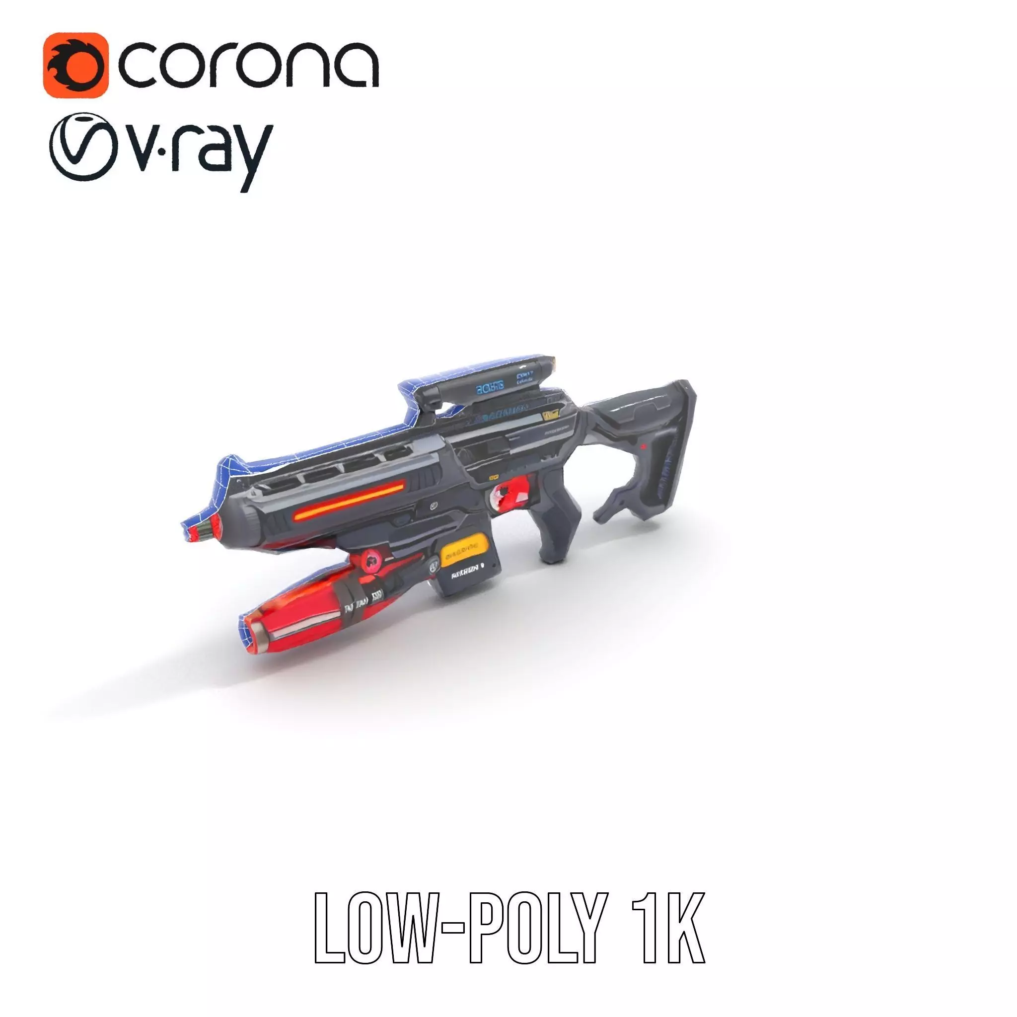 Futuristic Plasma Rifle model pack Low-poly 3D model_15