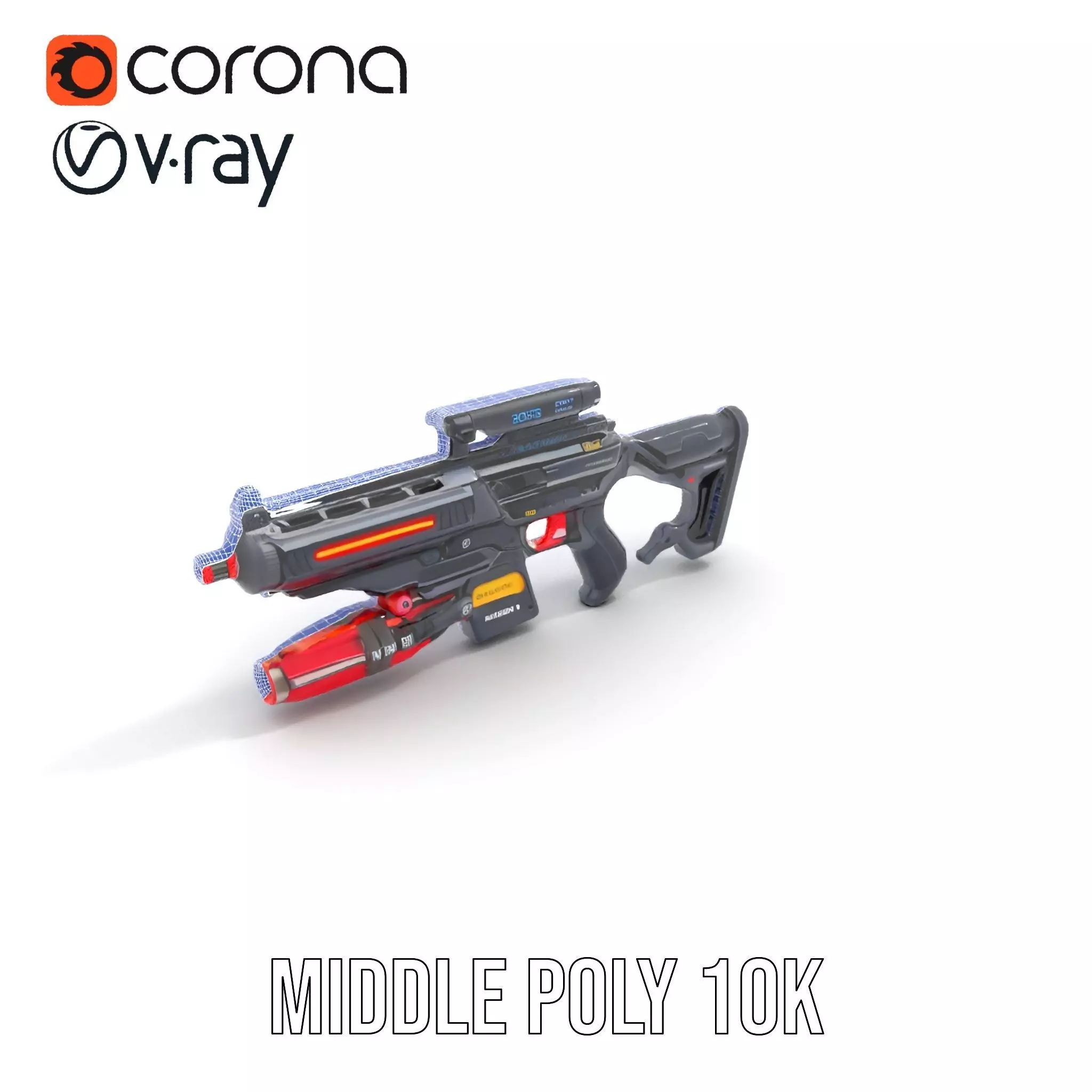 Futuristic Plasma Rifle model pack Low-poly 3D model_16