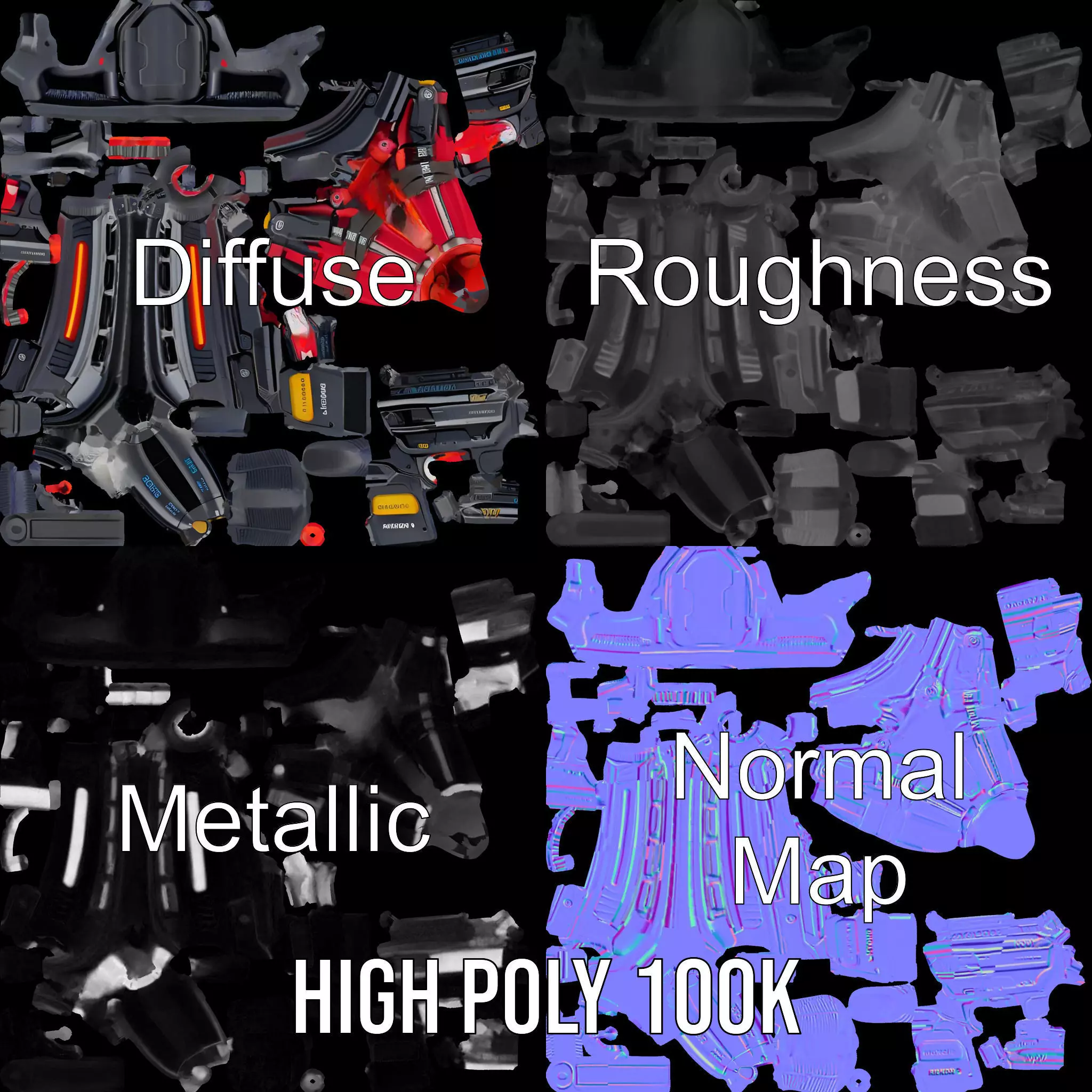 Futuristic Plasma Rifle model pack Low-poly 3D model_4