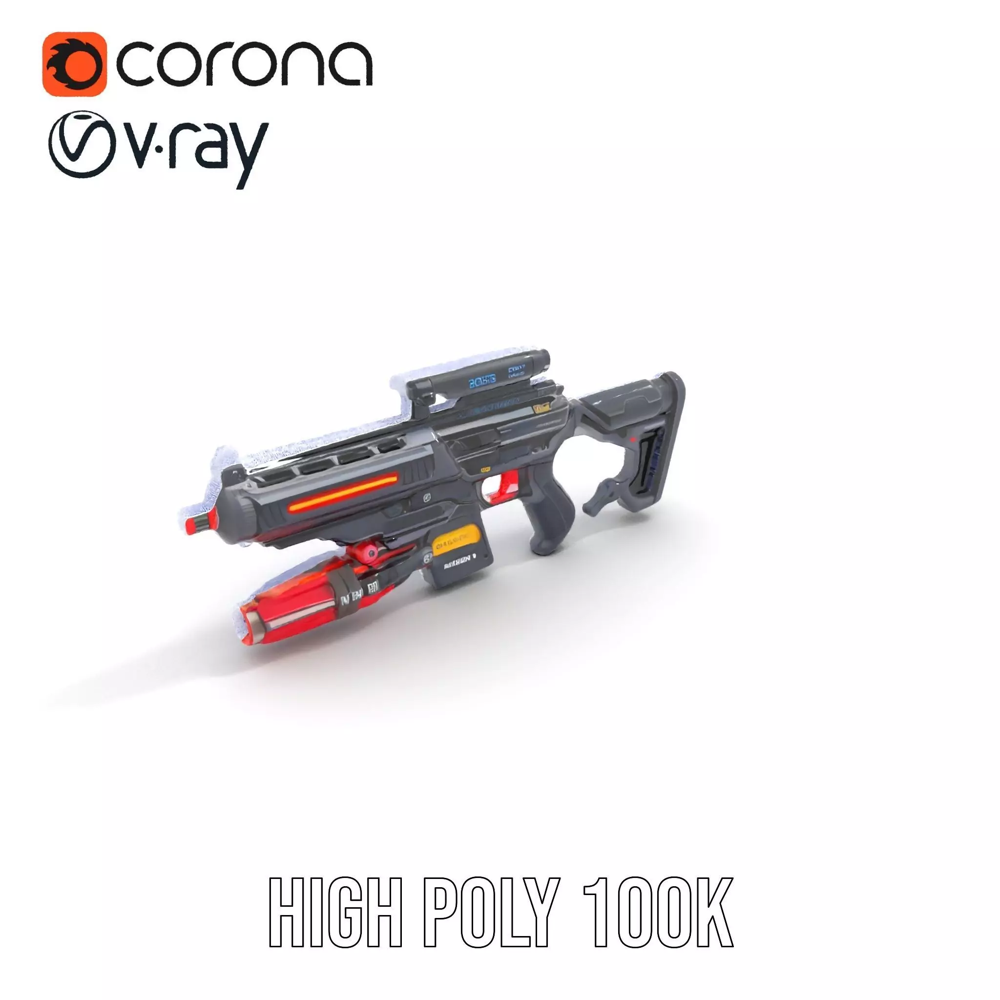 Futuristic Plasma Rifle model pack Low-poly 3D model_23