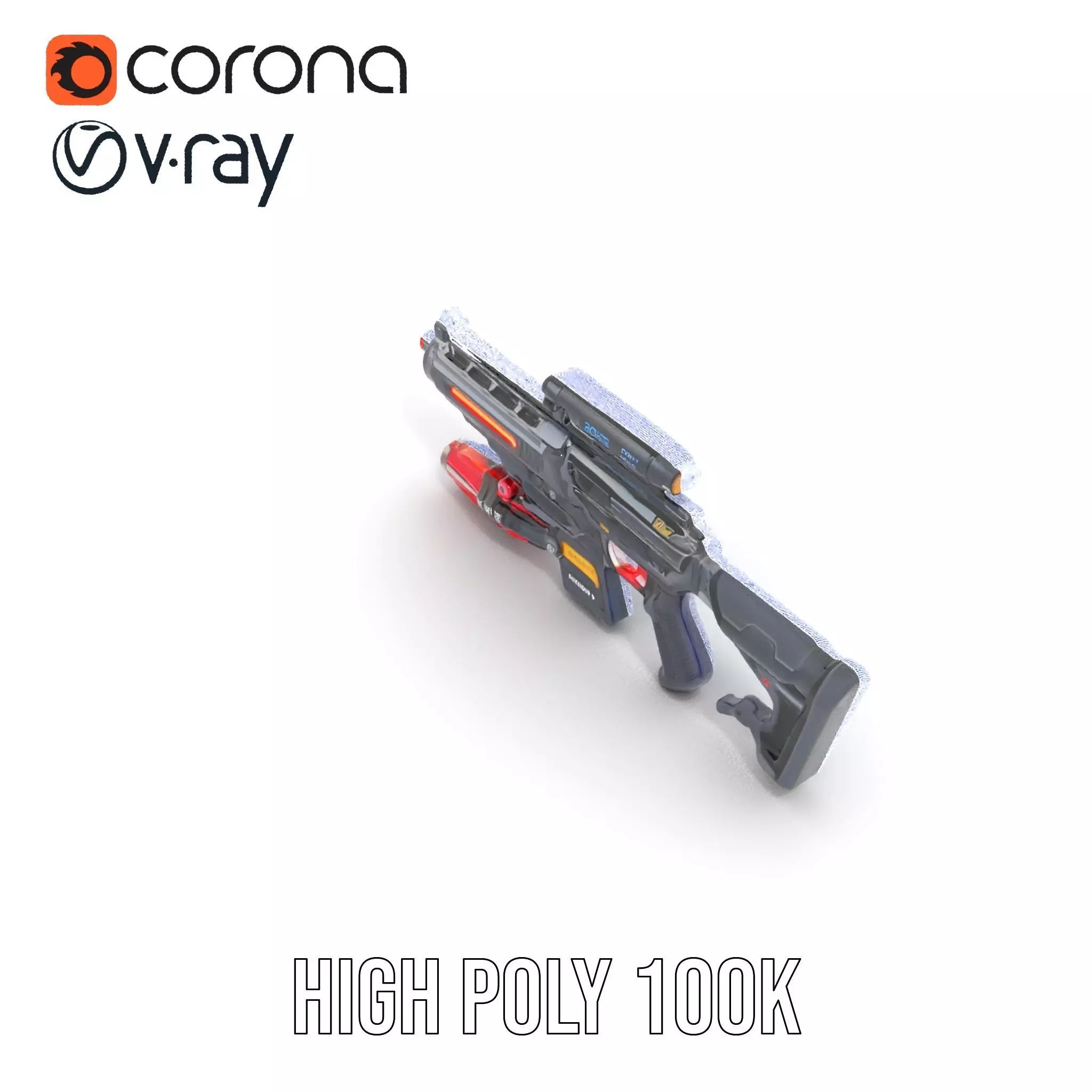 Futuristic Plasma Rifle model pack Low-poly 3D model_33