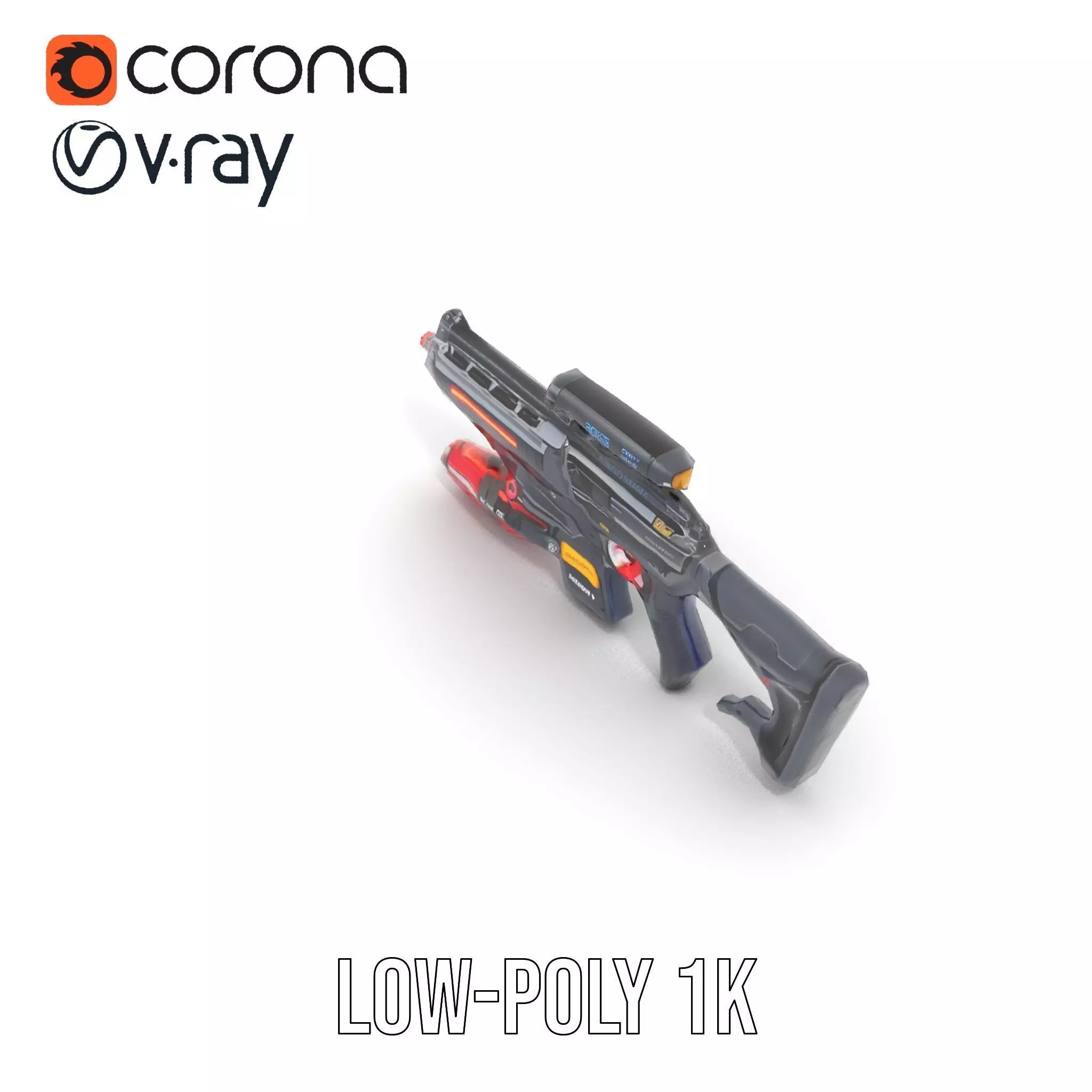 Futuristic Plasma Rifle model pack Low-poly 3D model_8