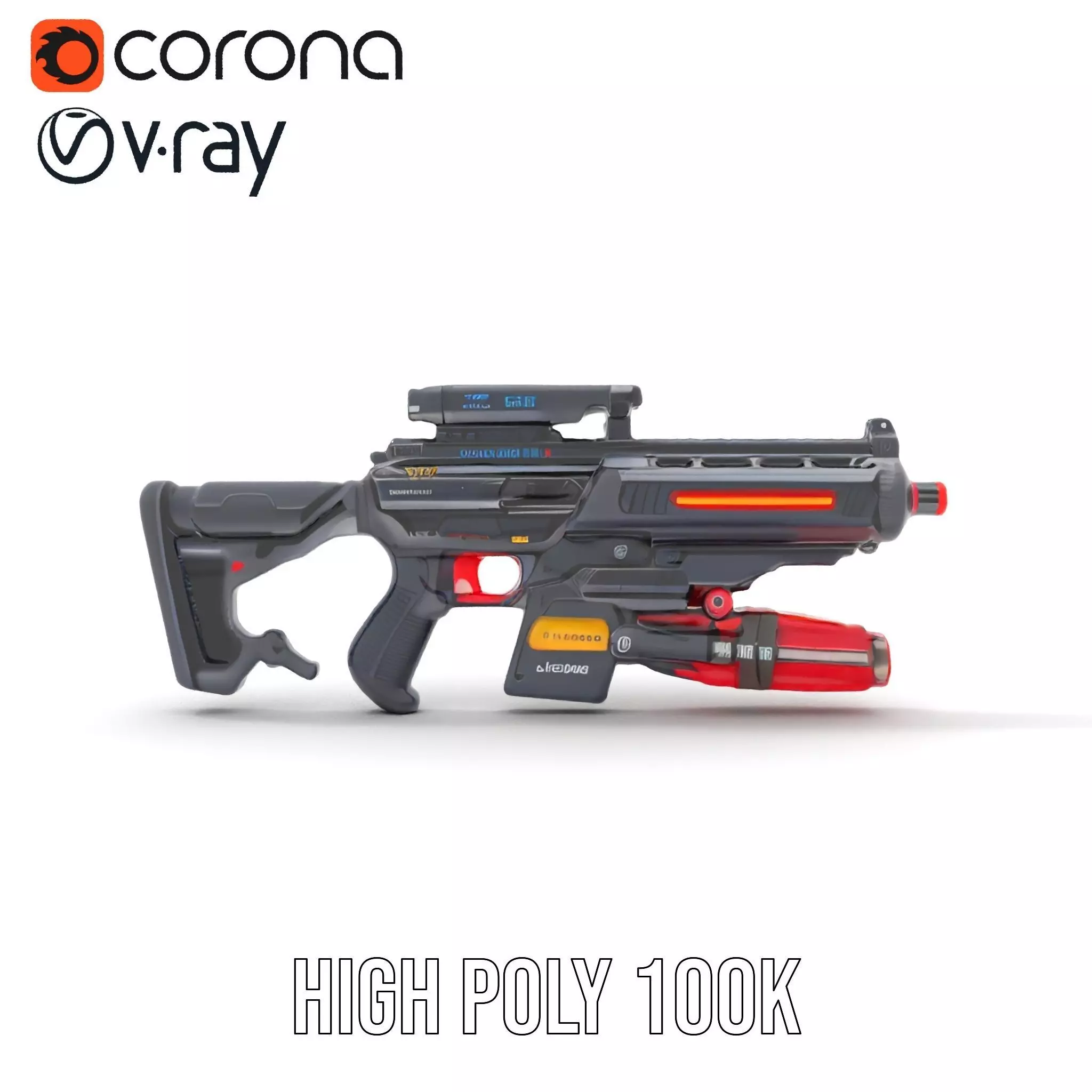 Futuristic Plasma Rifle model pack Low-poly 3D model_32