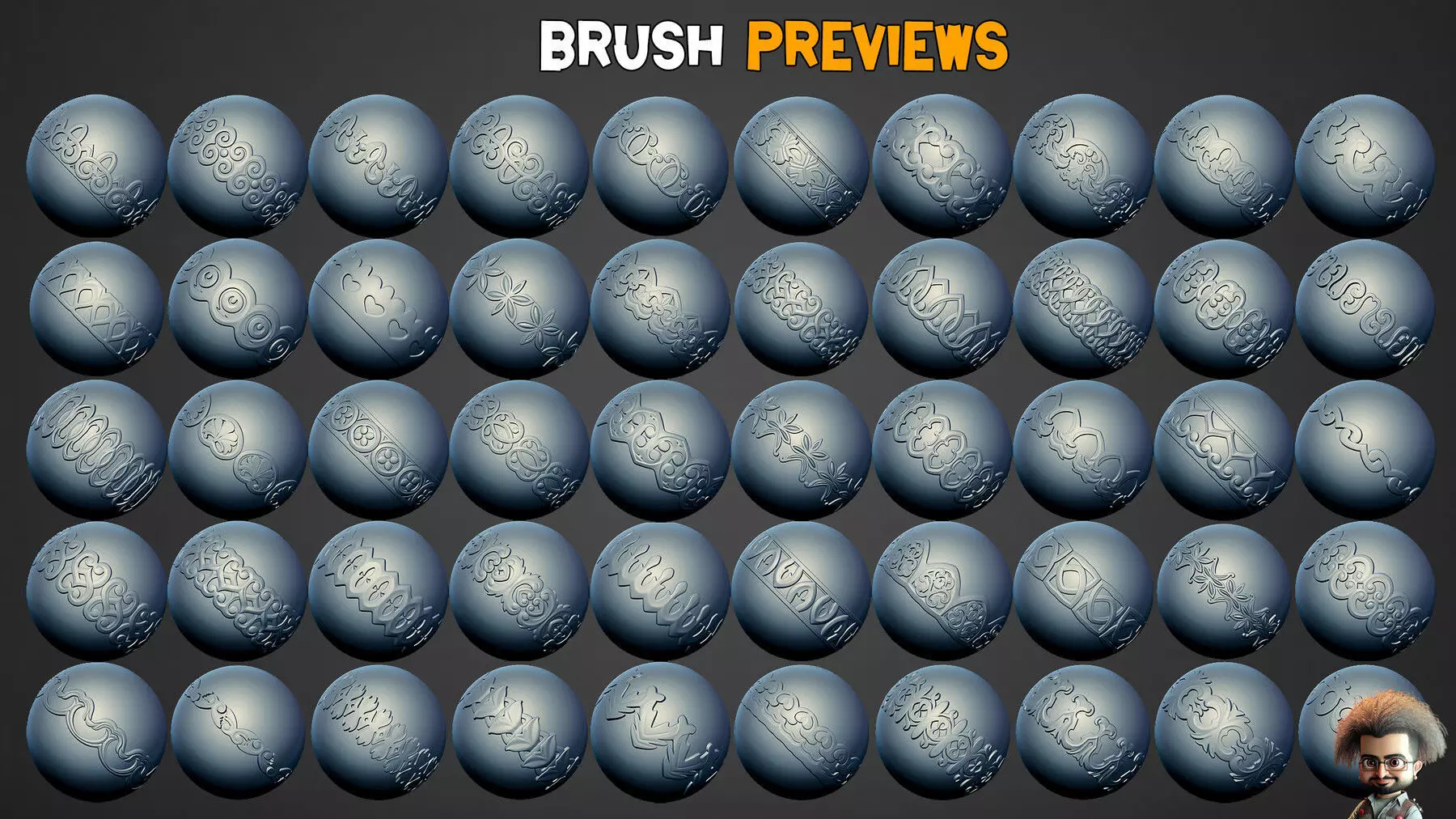 50 Ornamental Trim Brushes Vol 46 Low-poly 3D model_9
