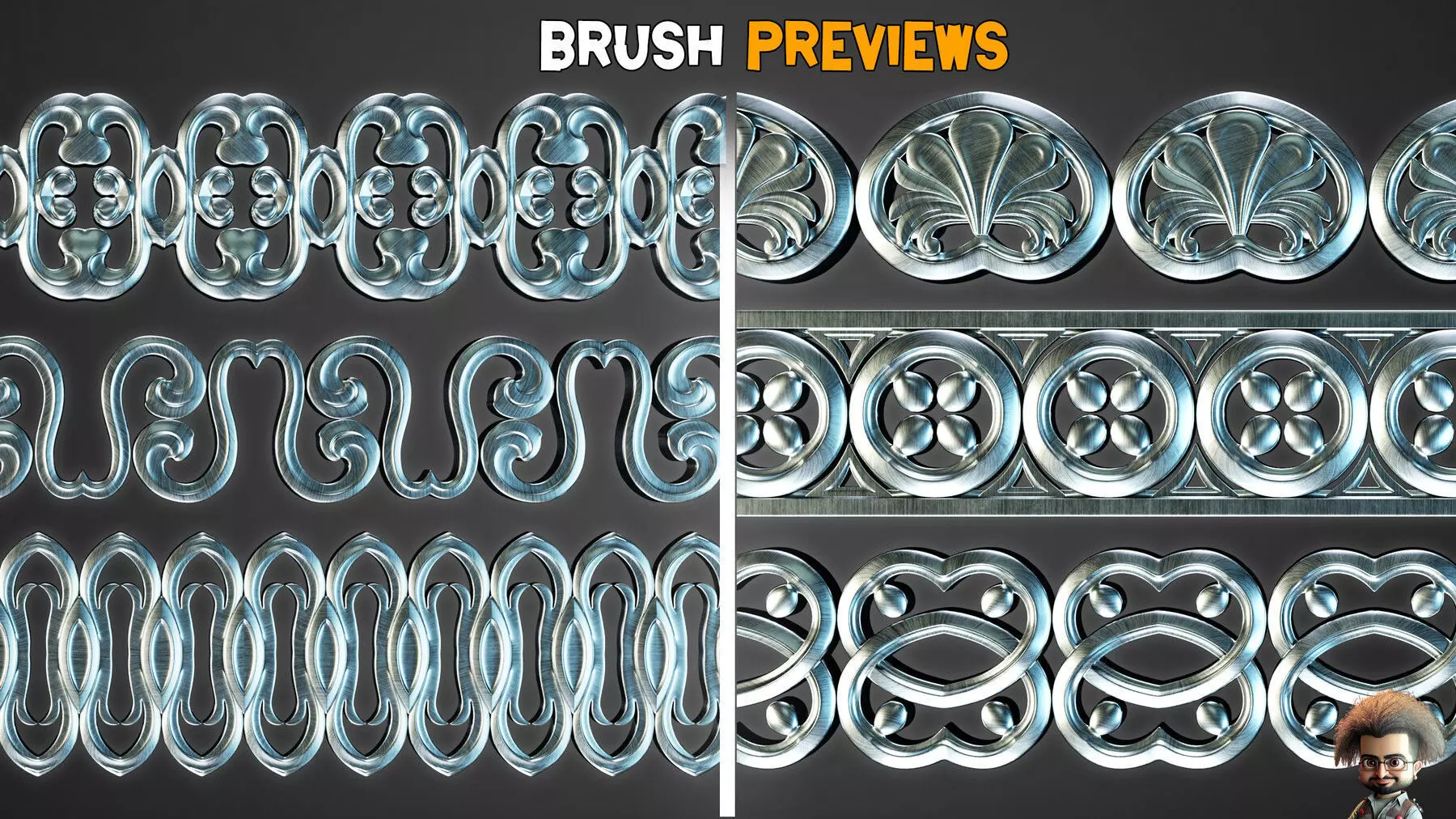 50 Ornamental Trim Brushes Vol 46 Low-poly 3D model_3