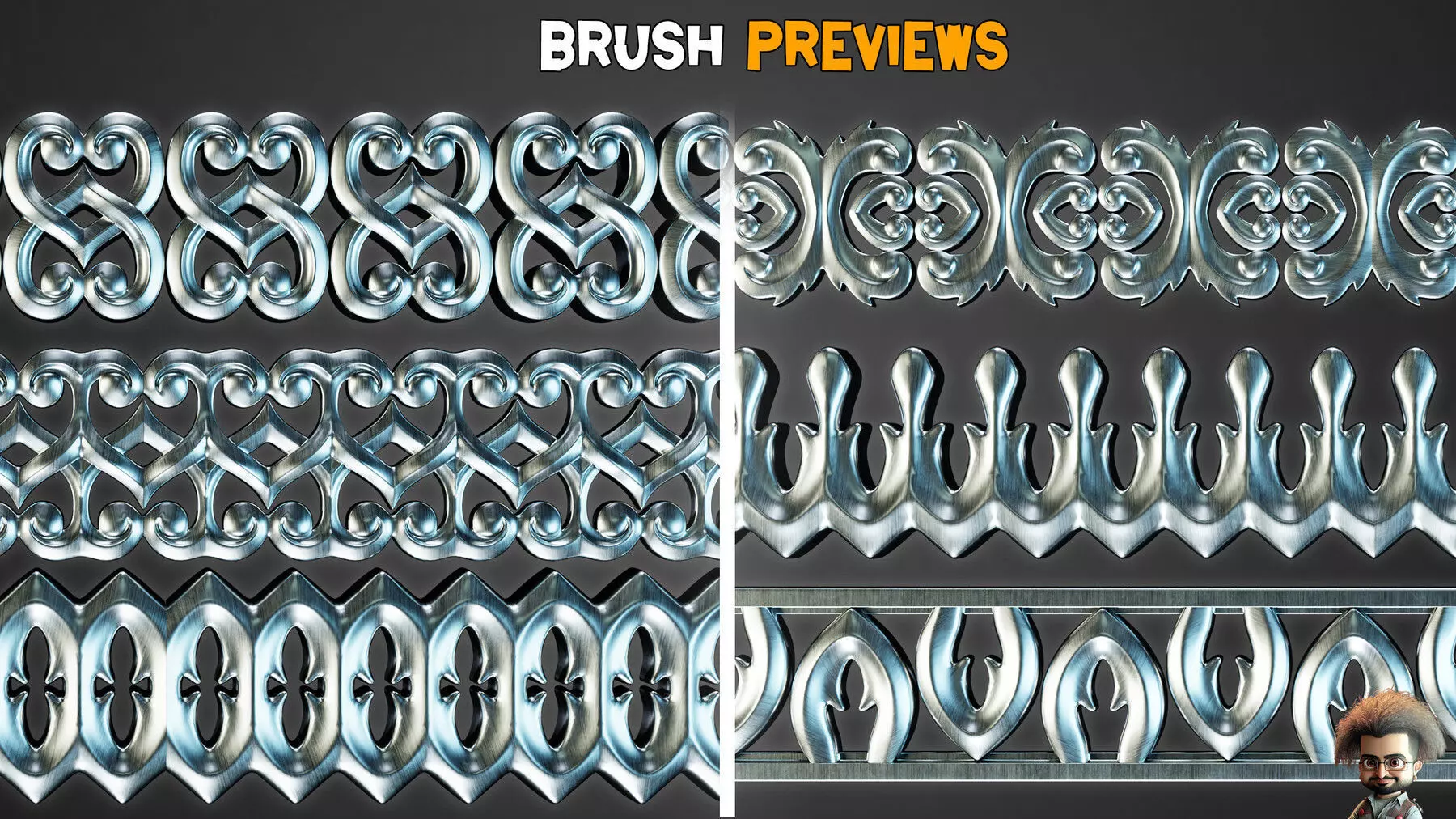 50 Ornamental Trim Brushes Vol 46 Low-poly 3D model_5