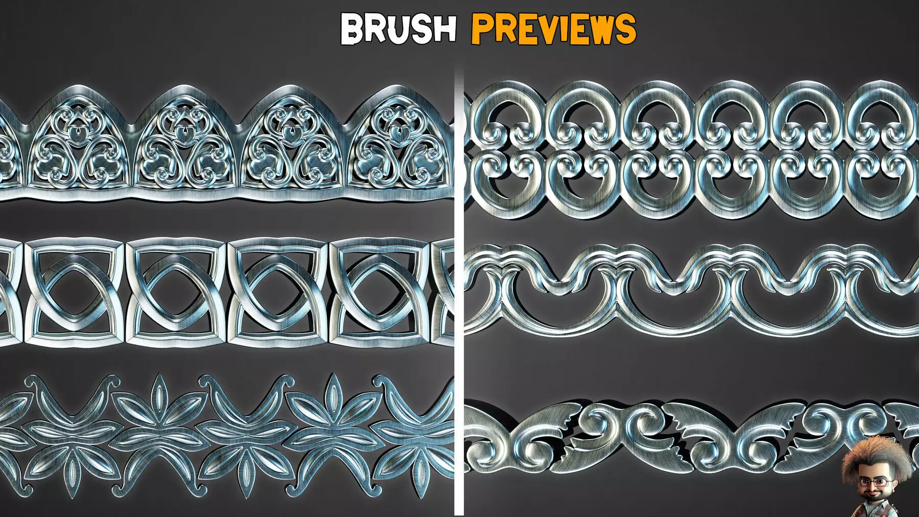 50 Ornamental Trim Brushes Vol 46 Low-poly 3D model_6