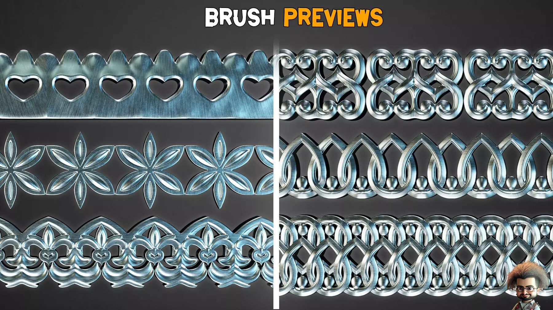 50 Ornamental Trim Brushes Vol 46 Low-poly 3D model_2