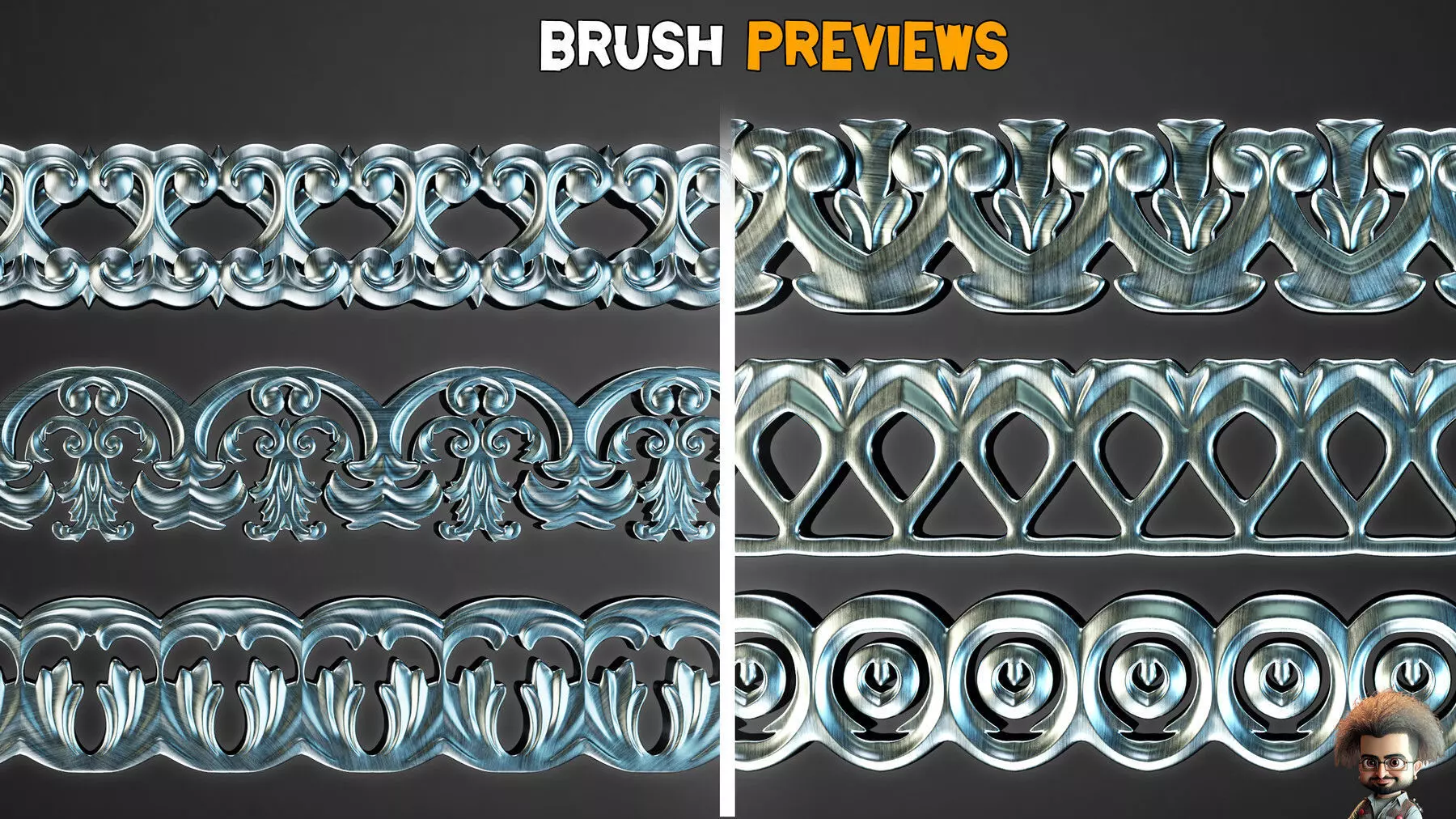 50 Ornamental Trim Brushes Vol 46 Low-poly 3D model_1