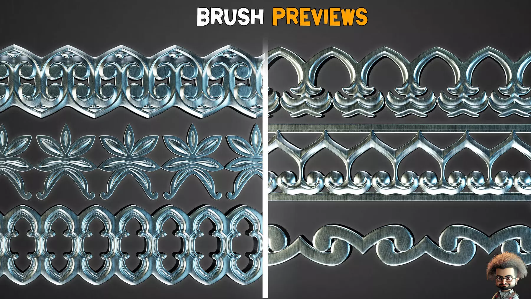 50 Ornamental Trim Brushes Vol 46 Low-poly 3D model_4