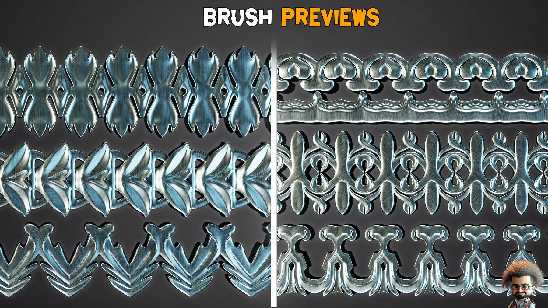 50 Ornamental Trim Brushes Vol 46 Low-poly 3D model_7
