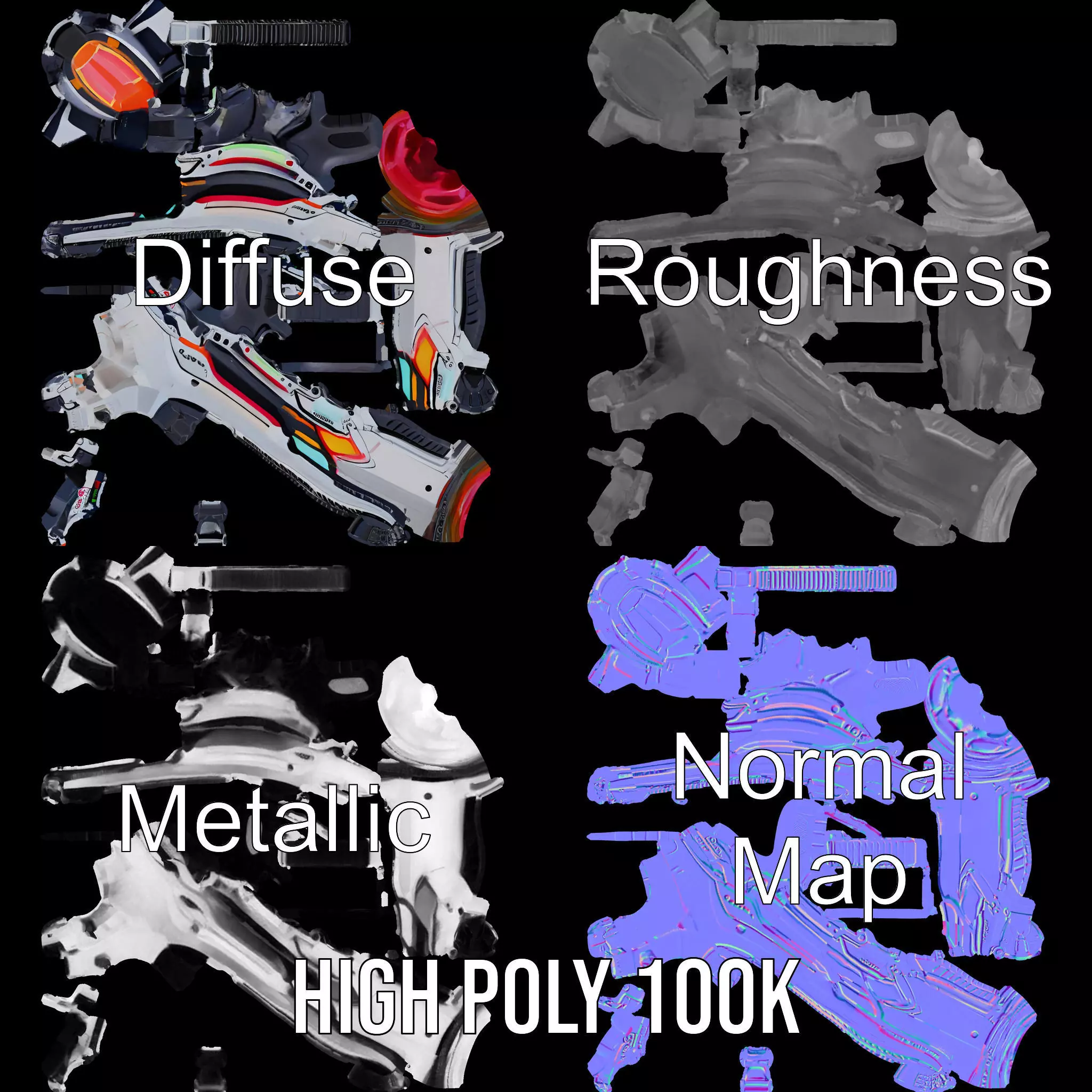 Futuristic Neon Blaster model pack Low-poly 3D model_2