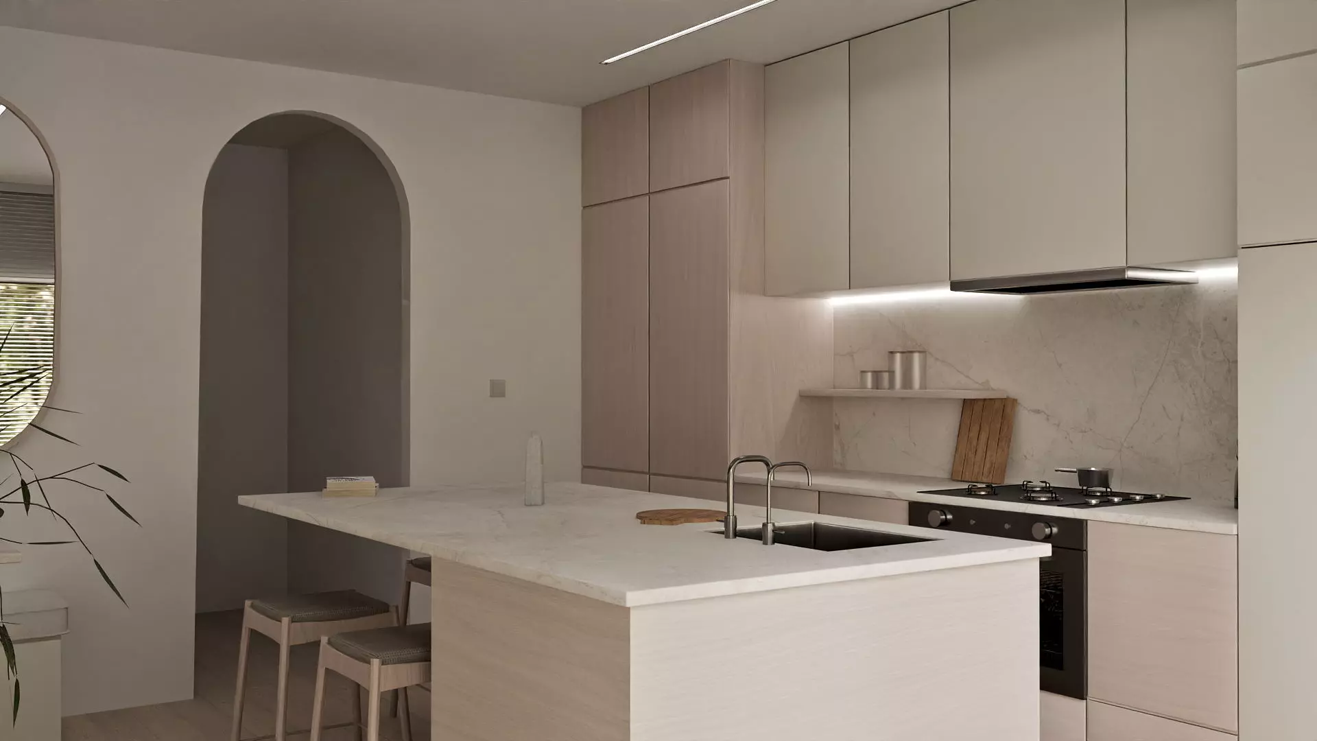 Kitchen and Dining 3 Interior Scene and Lighting 3D model