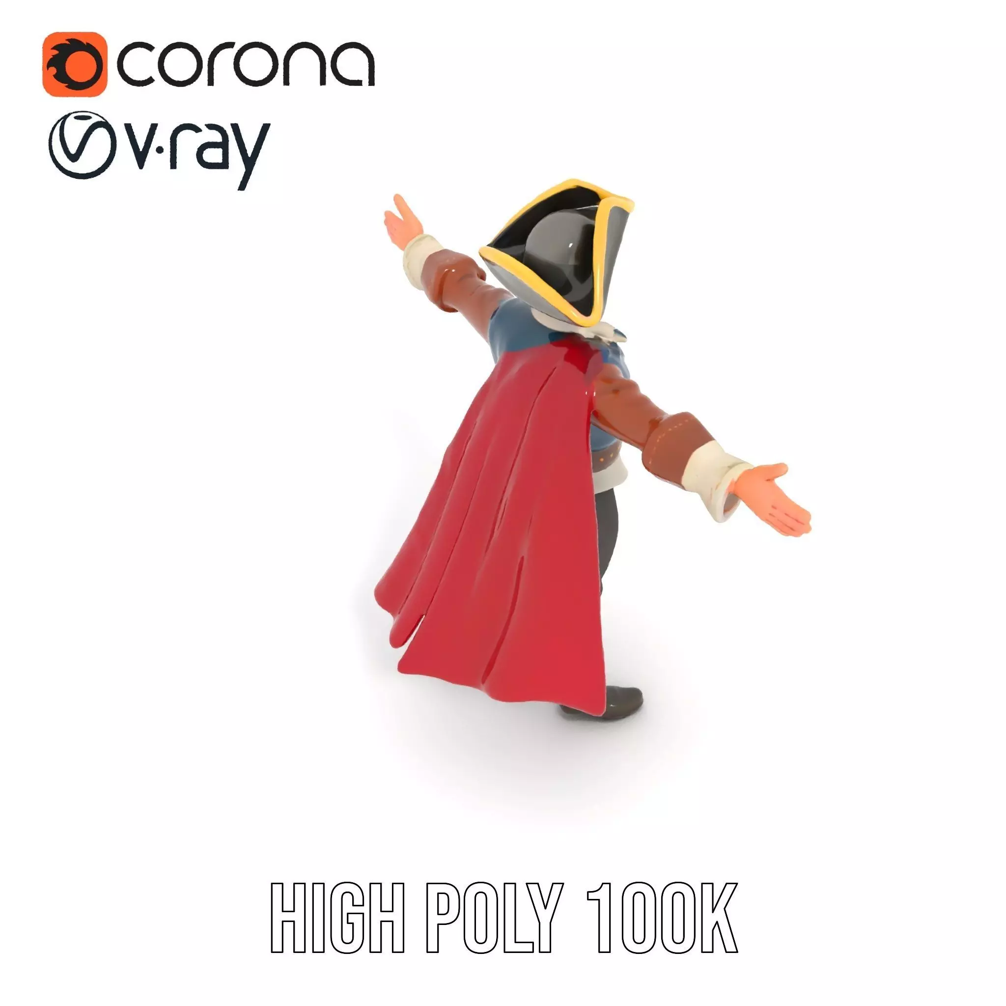 Charming Pirate Captain model pack Low-poly 3D model_17