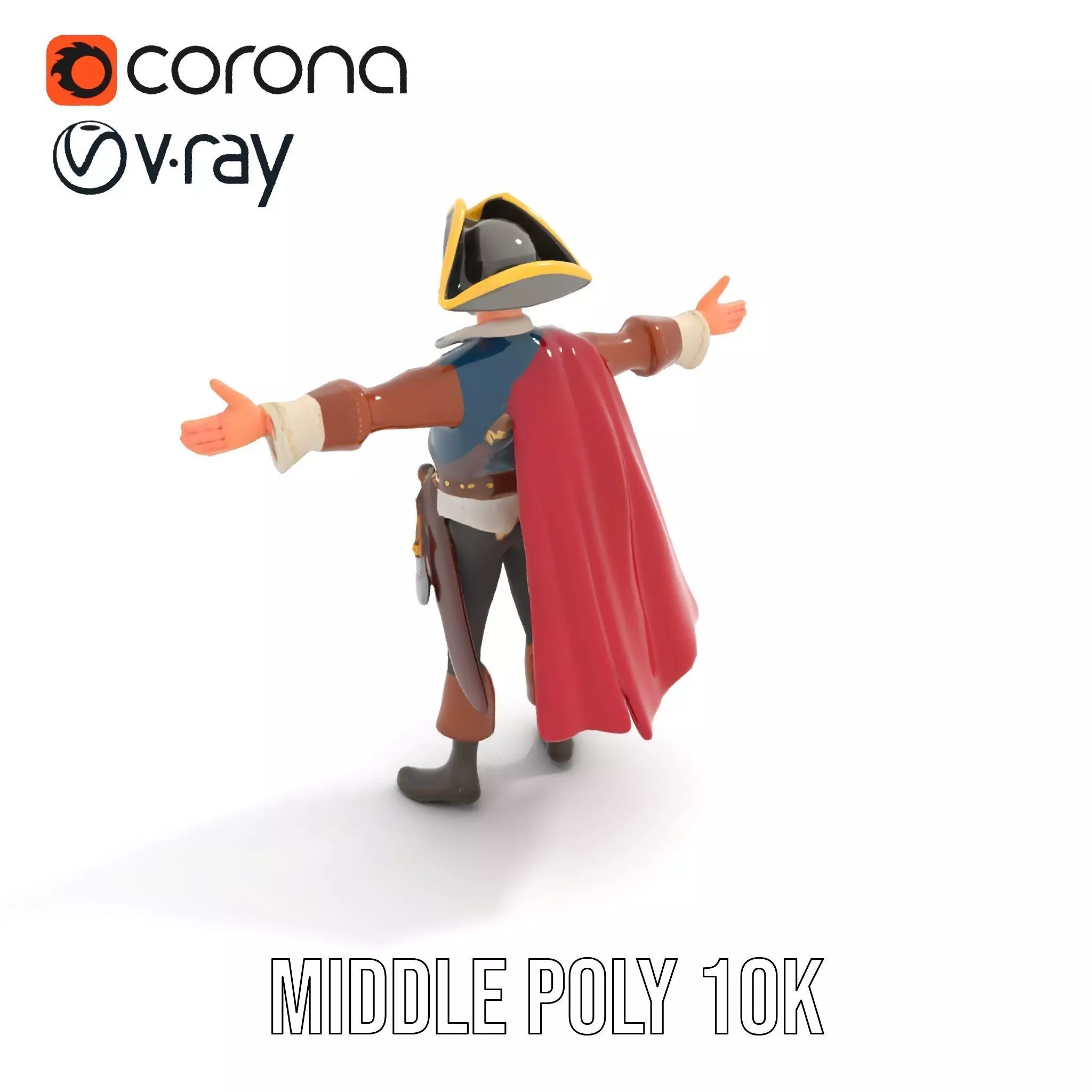 Charming Pirate Captain model pack Low-poly 3D model_6