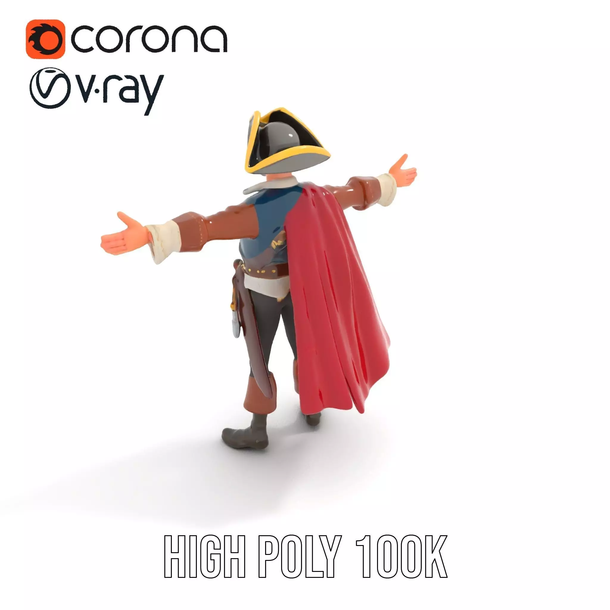 Charming Pirate Captain model pack Low-poly 3D model_14