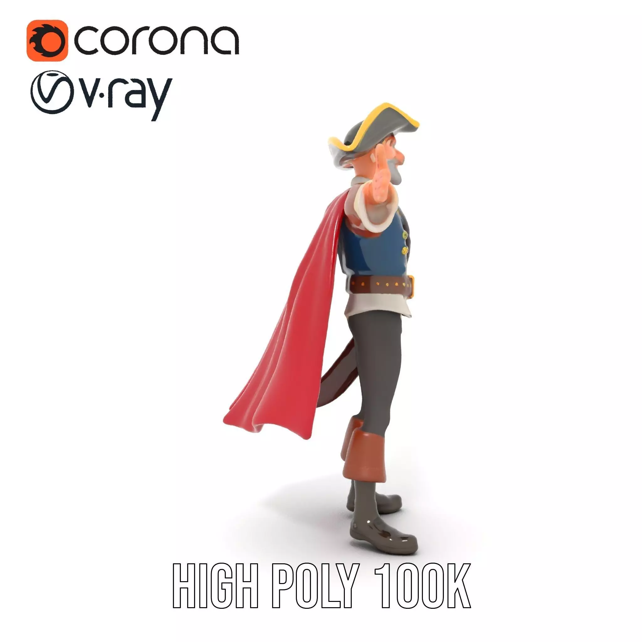 Charming Pirate Captain model pack Low-poly 3D model_23