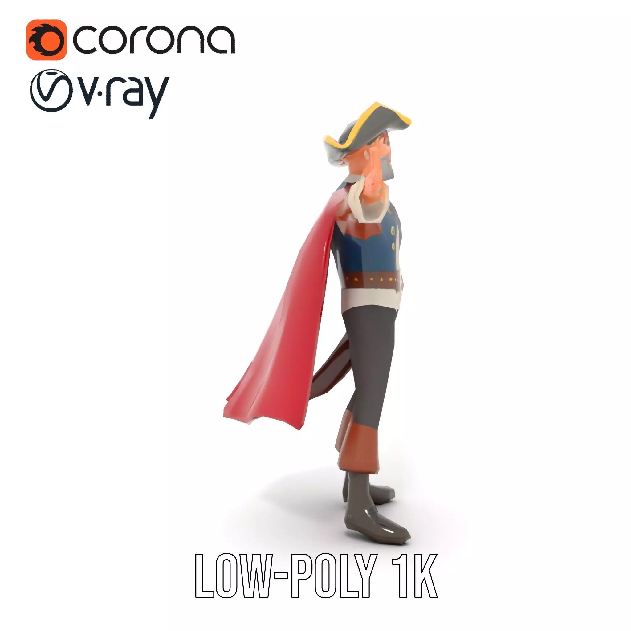 Charming Pirate Captain model pack Low-poly 3D model_10