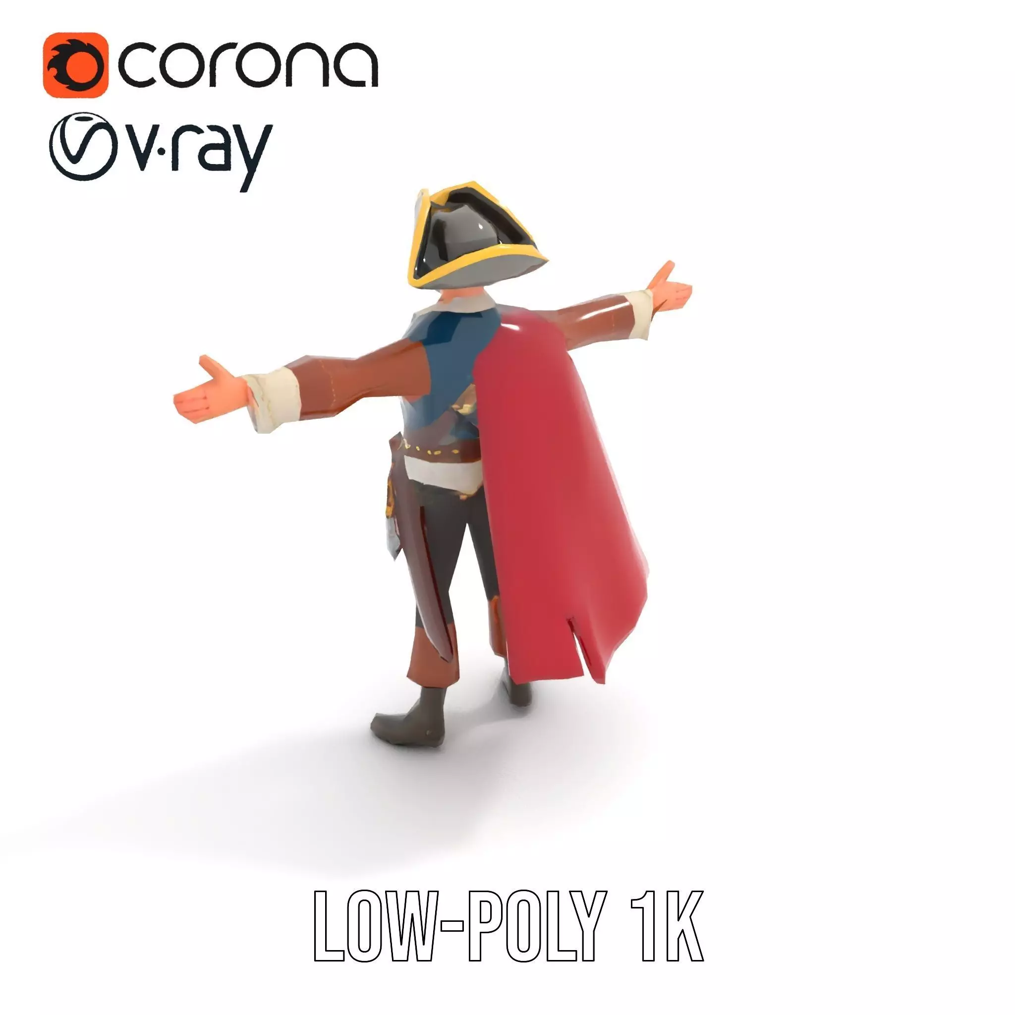 Charming Pirate Captain model pack Low-poly 3D model_8