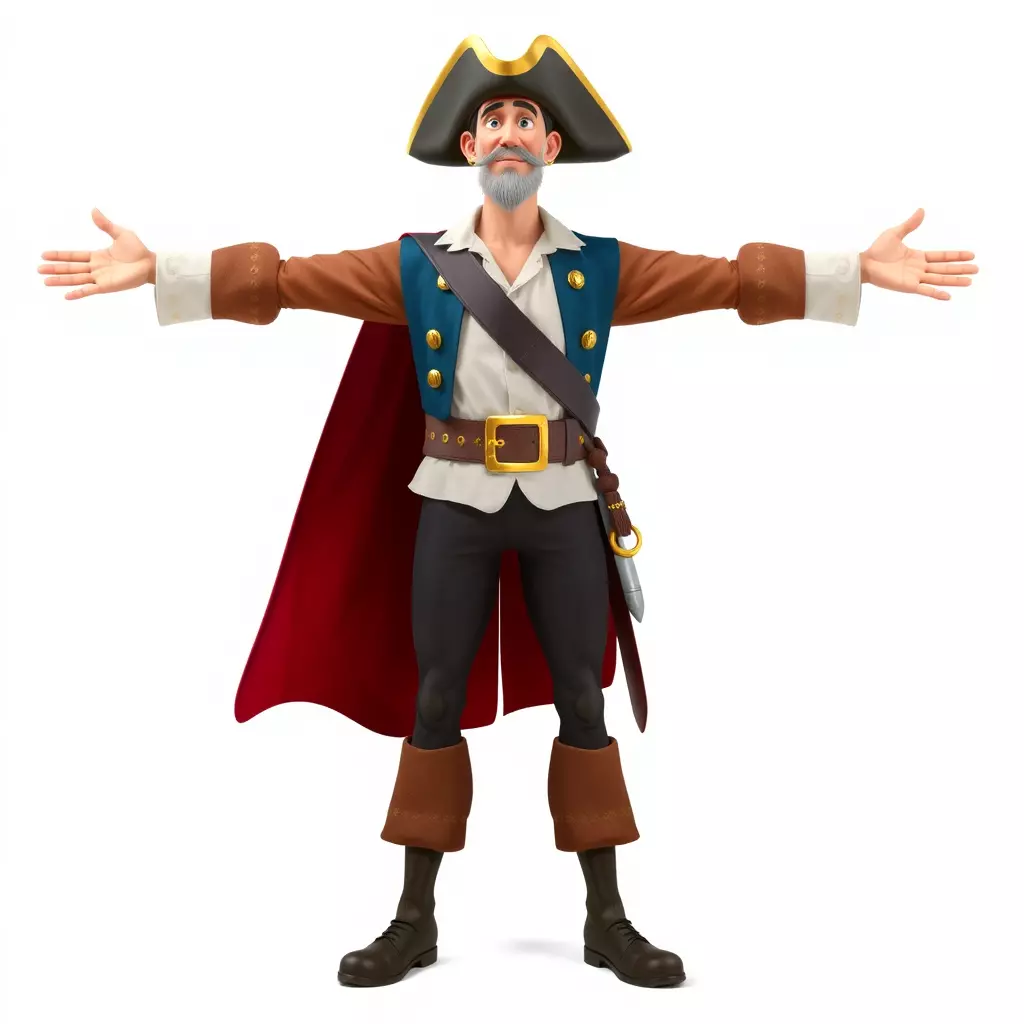 Charming Pirate Captain model pack Low-poly 3D model_2