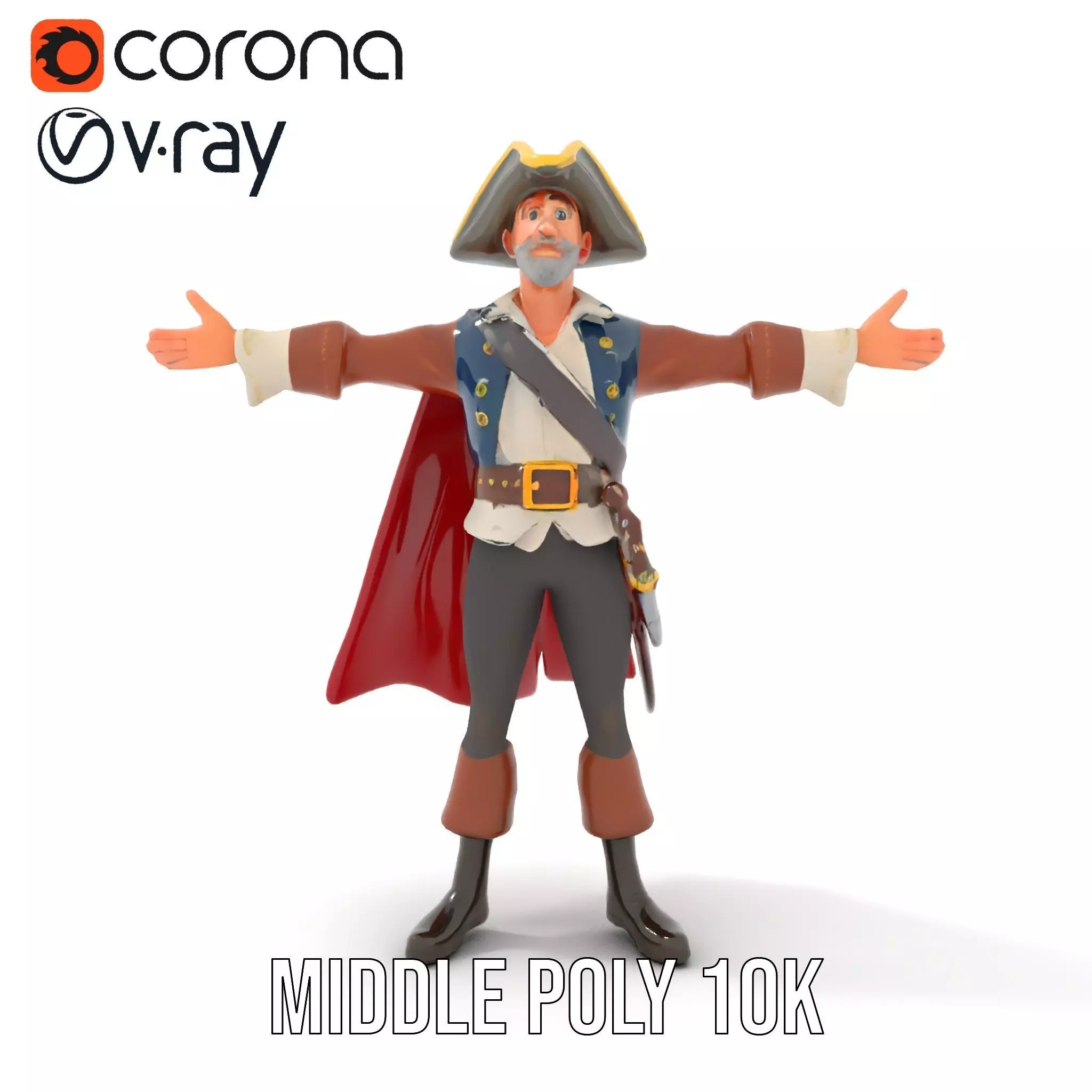 Charming Pirate Captain model pack Low-poly 3D model_5