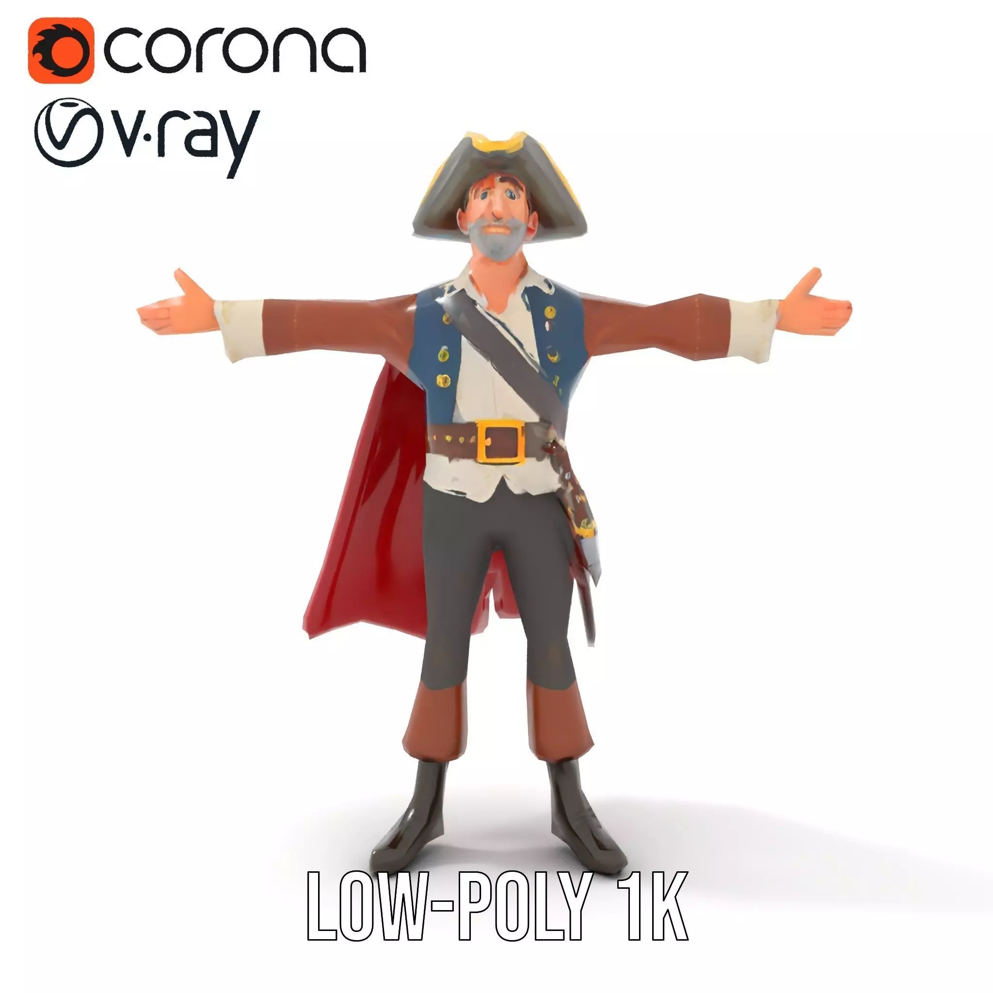 Charming Pirate Captain model pack Low-poly 3D model_13