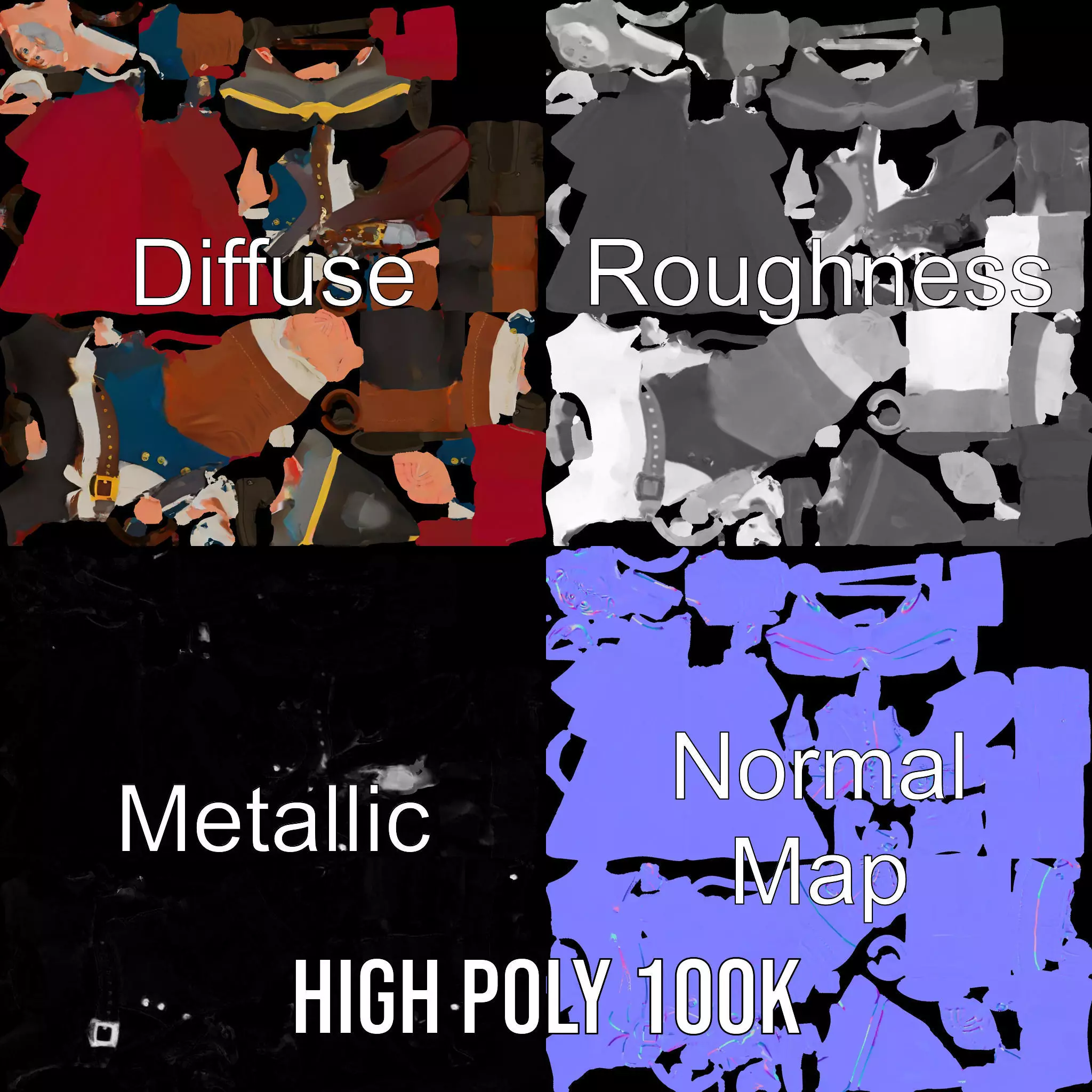 Charming Pirate Captain model pack Low-poly 3D model_3