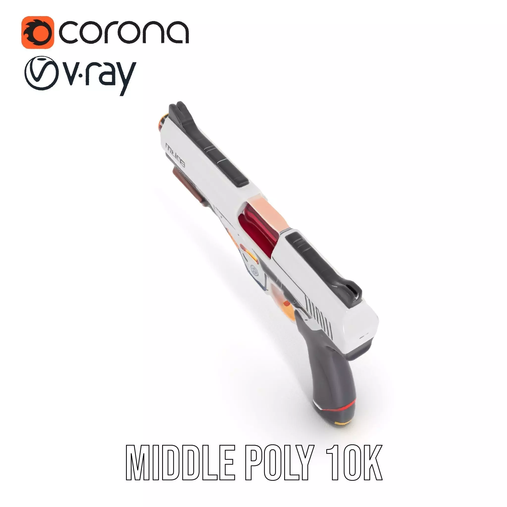 Chrome Energy Pistol model pack Low-poly 3D model_7